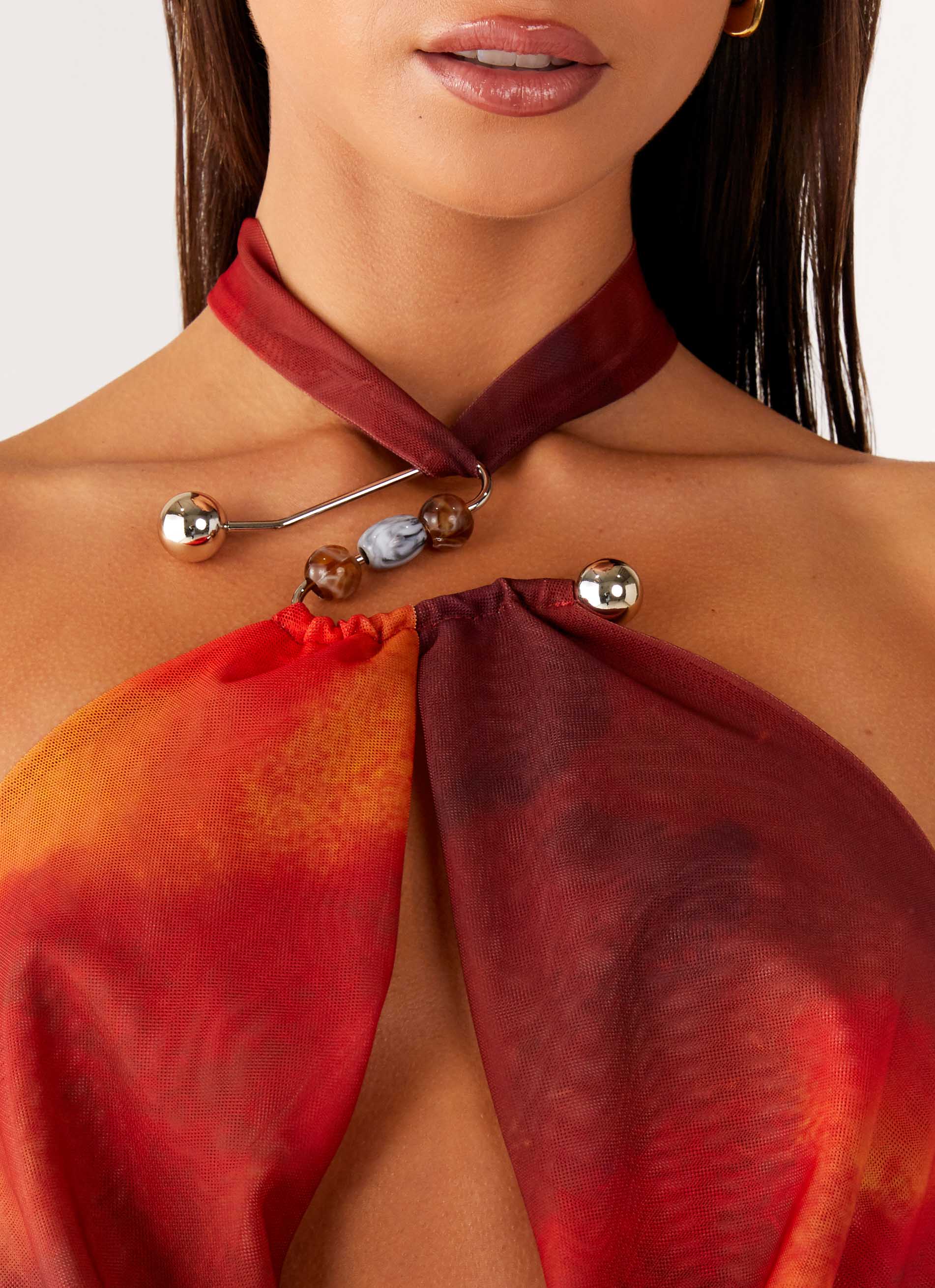 Midnight Ember Mini Dress - Scarlet Blur