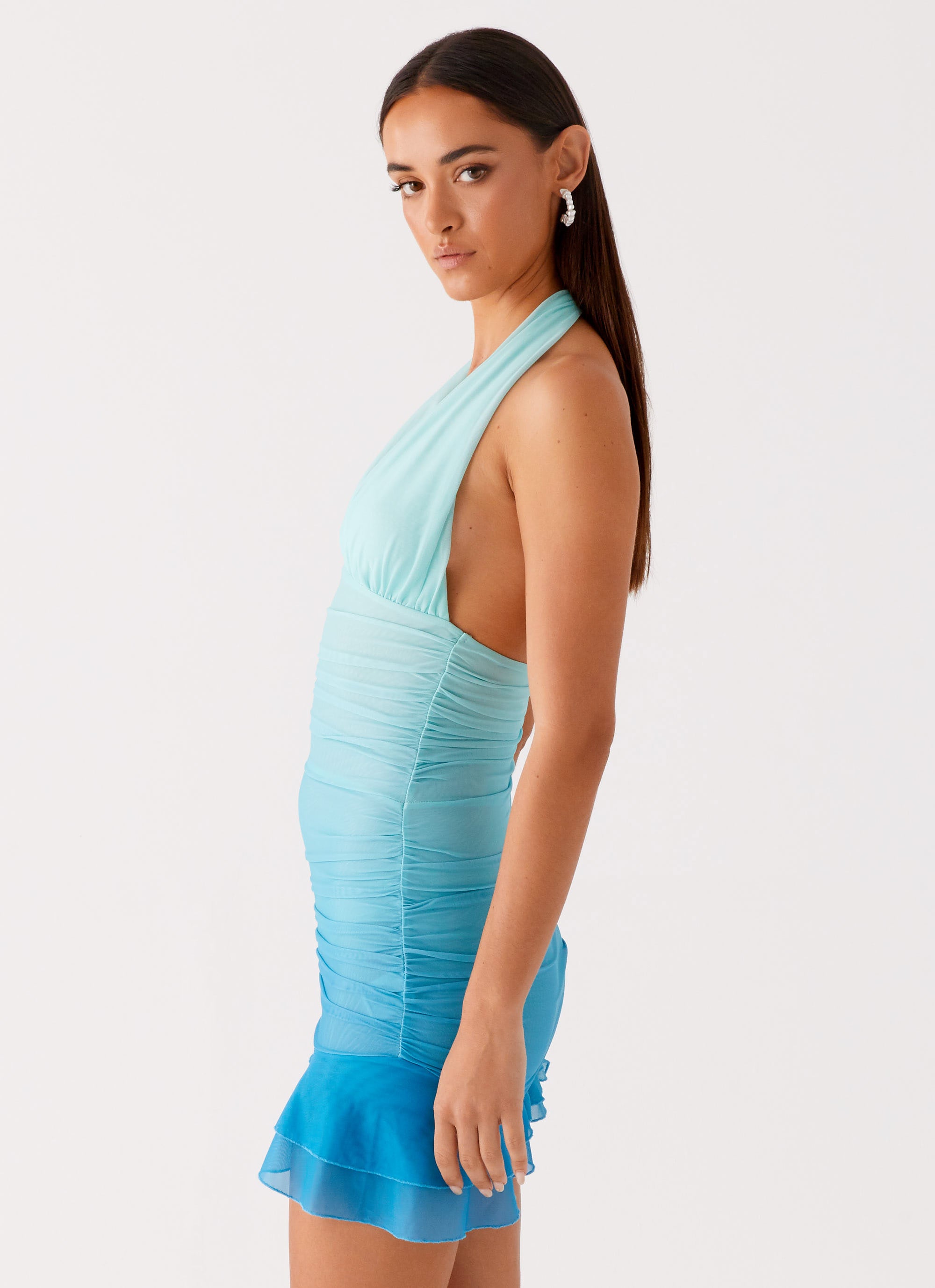 Emilio Halterneck Mini Dress - Blue Gradient
