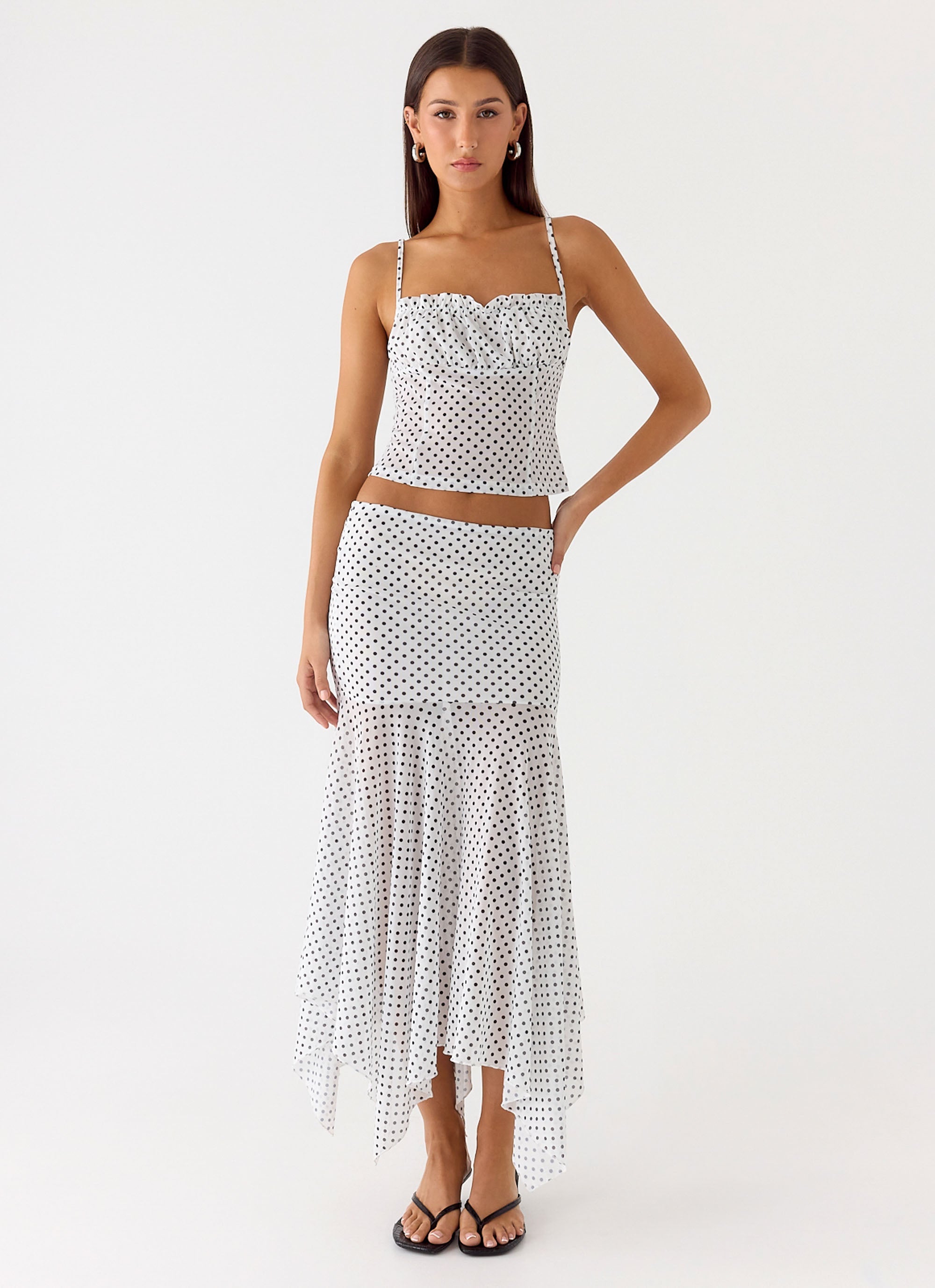 Buffy Maxi Skirt - White Polkadot