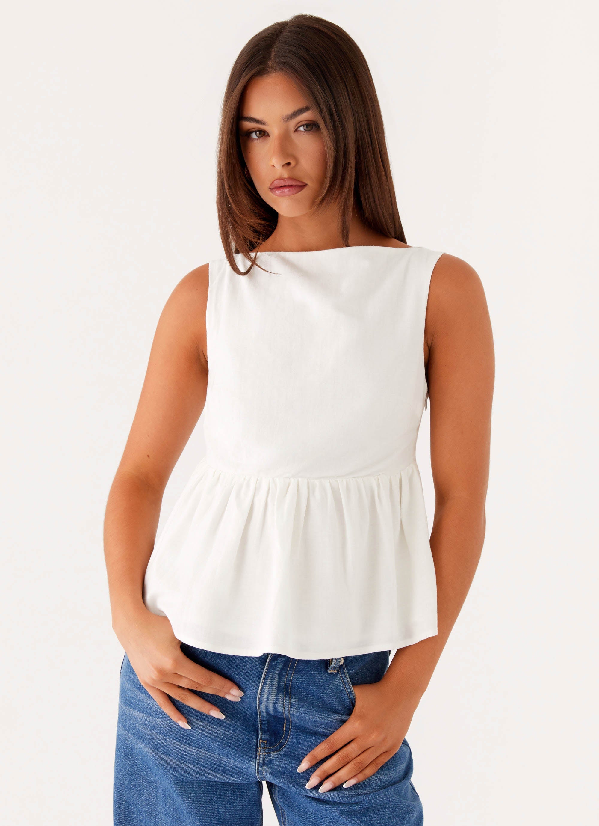 Sallie Linen Top - White