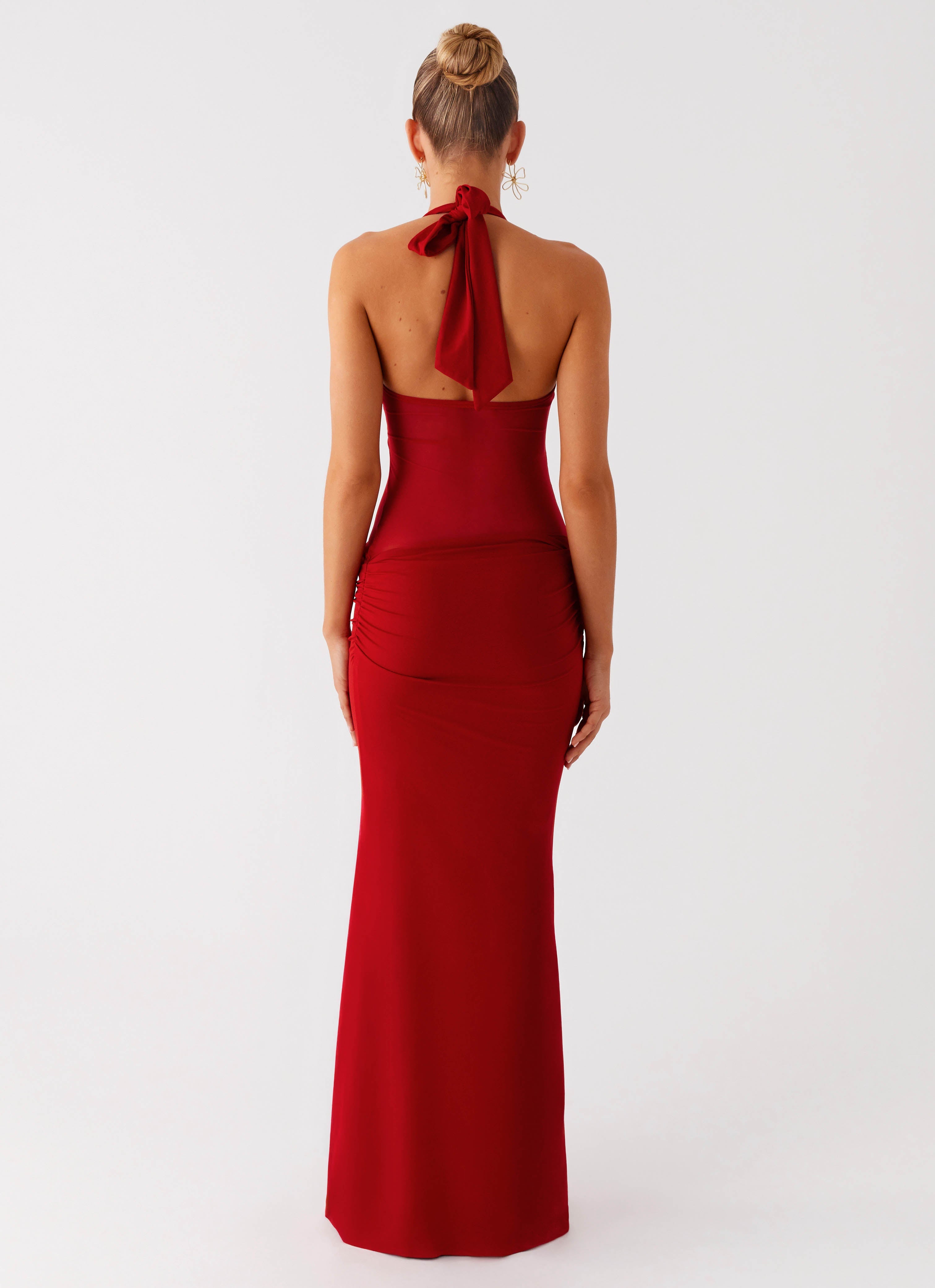 Billen Halter Maxi Dress - Red