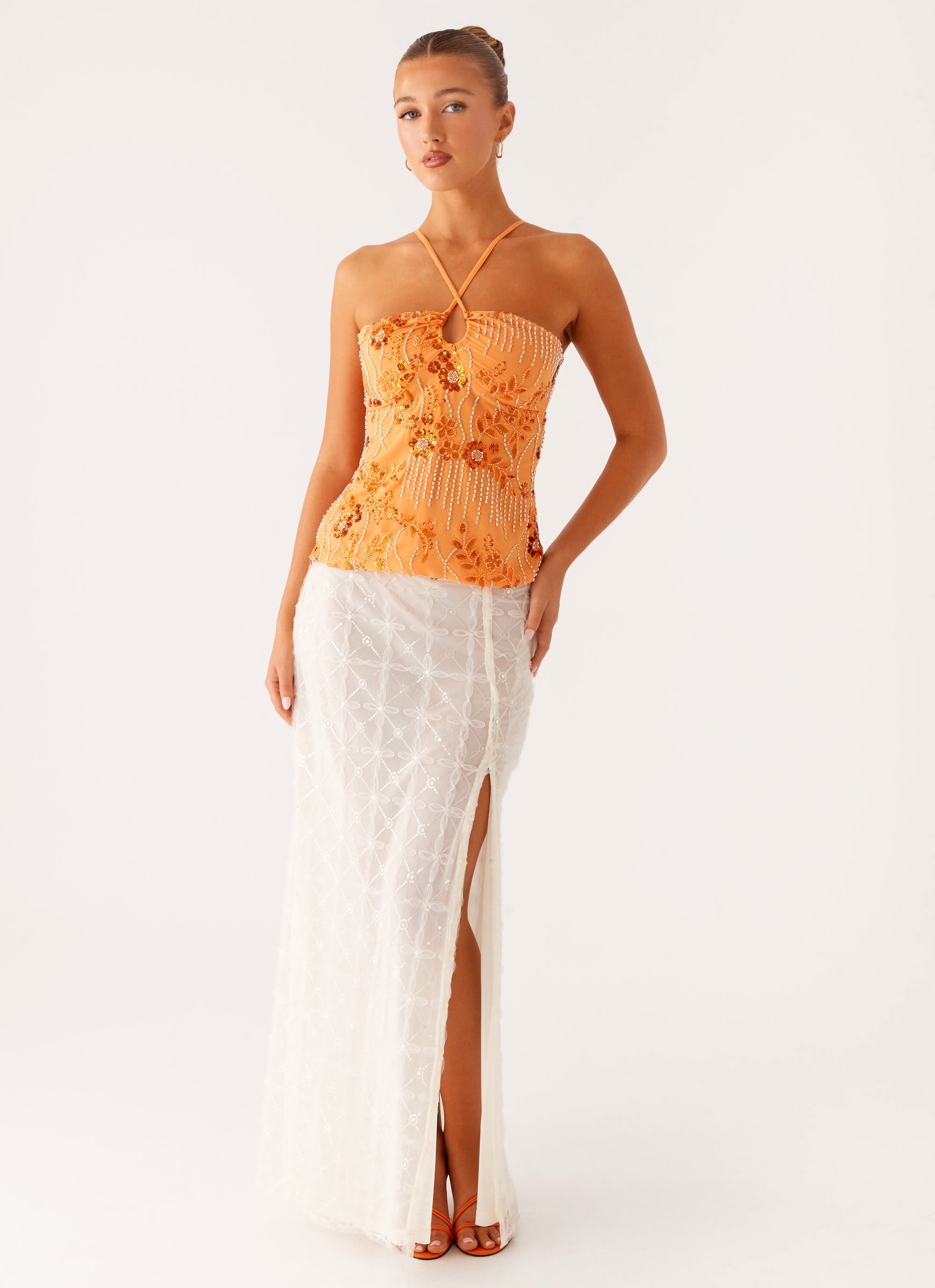 Catalina Sequin Top - Orange