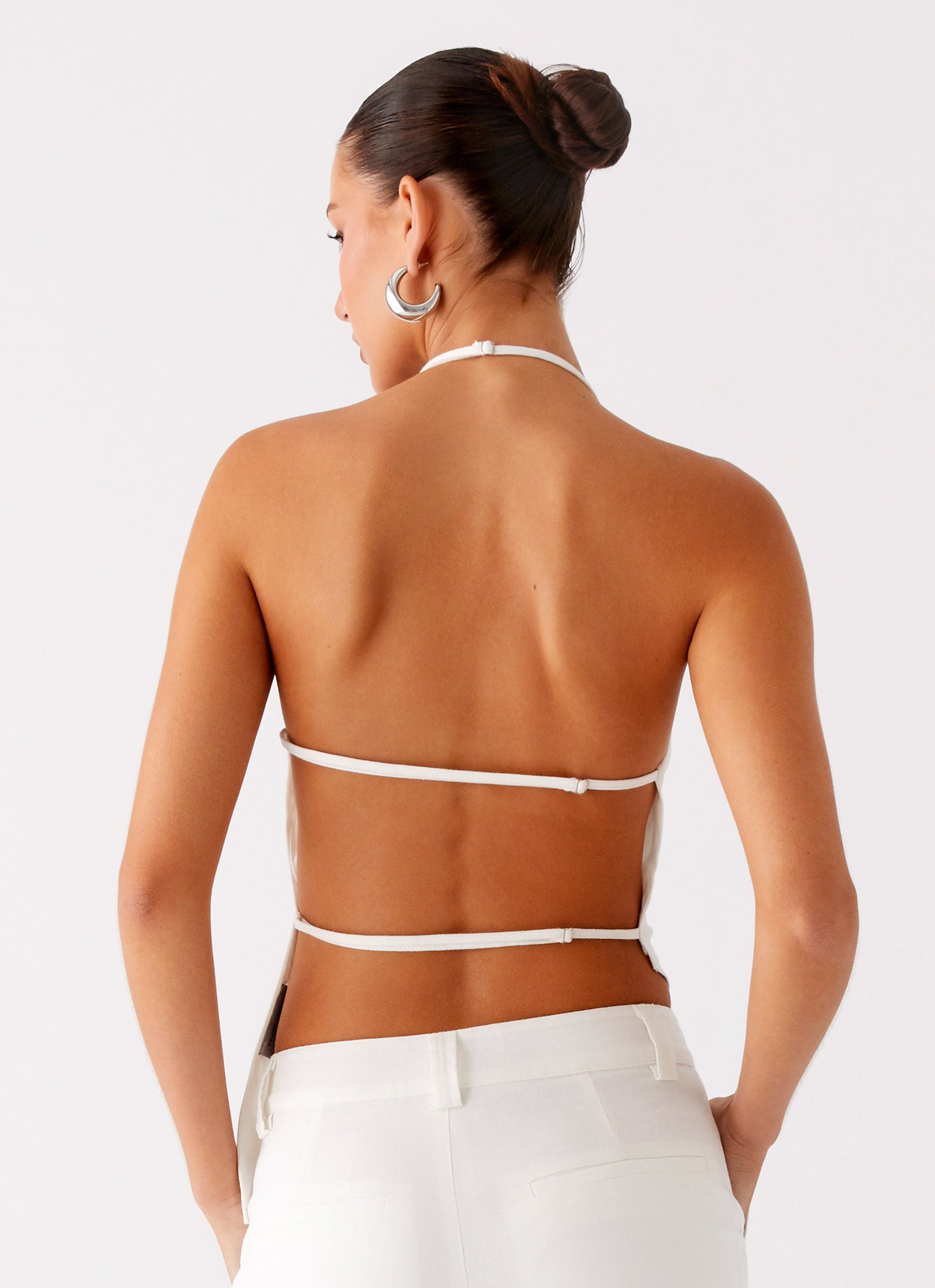 Delong Backless Linen Top - White