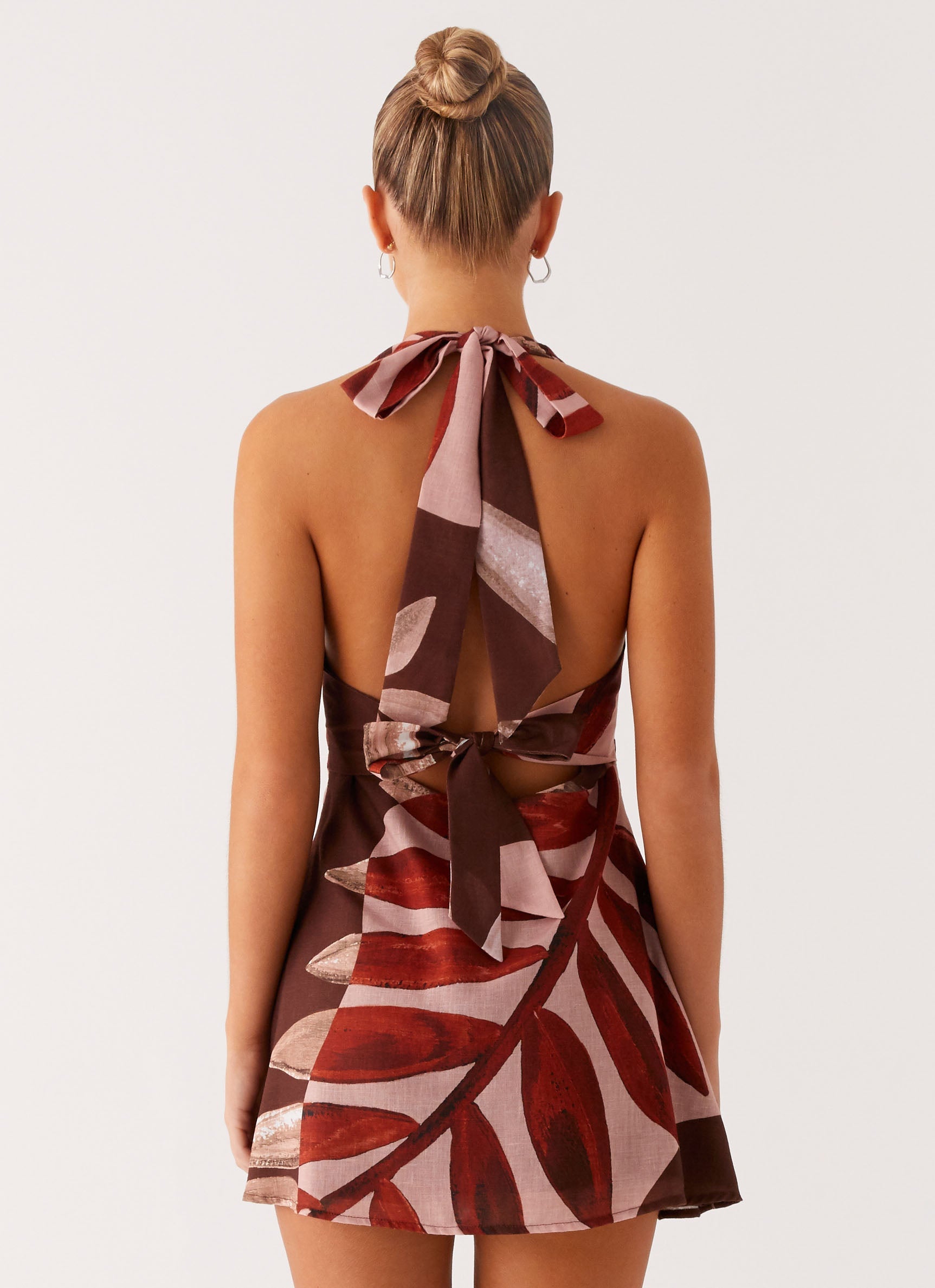 Heavy Hearted Linen Mini Dress - Cinnamon Palm