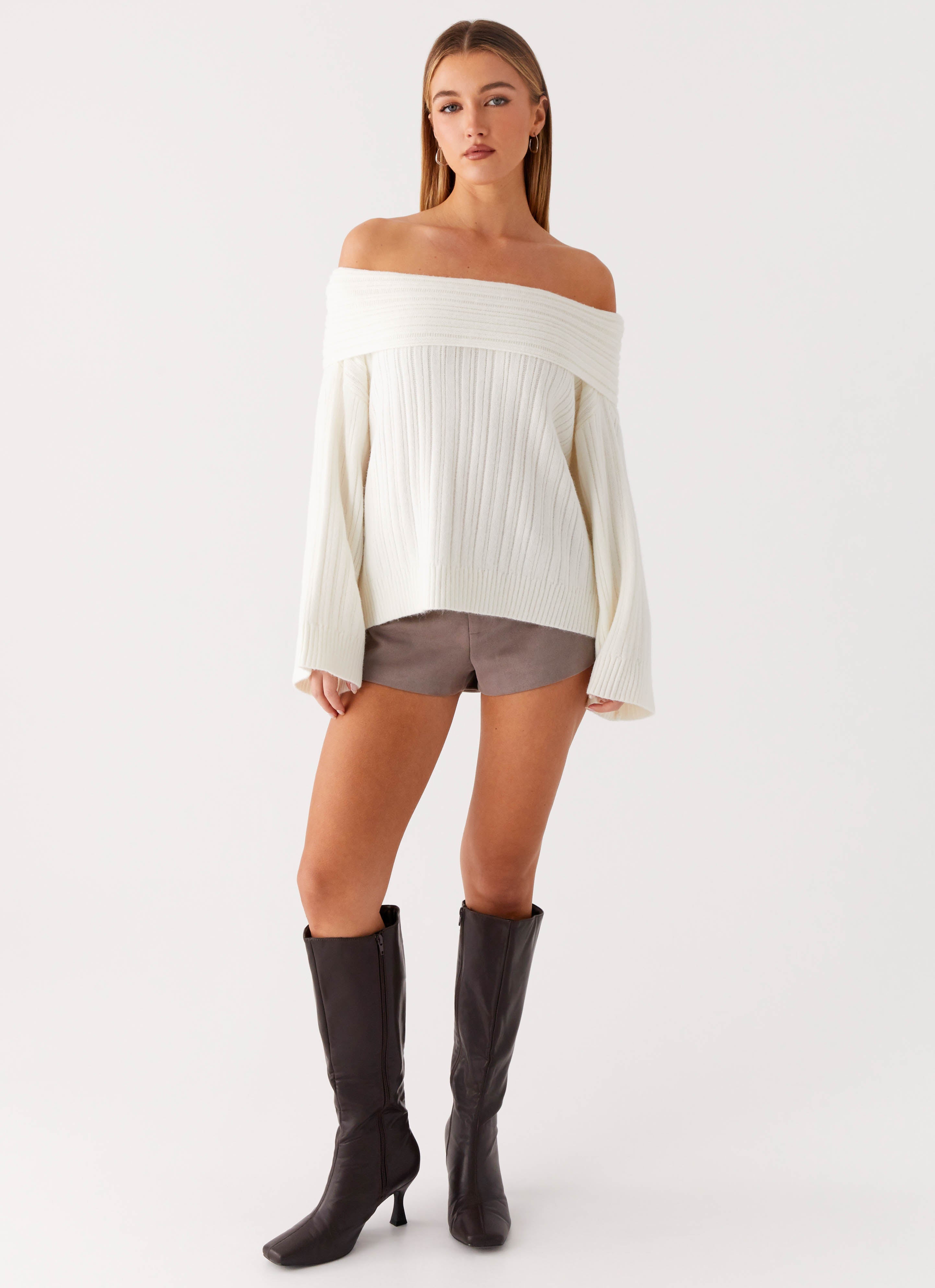Federica Off Shoulder Knit - White
