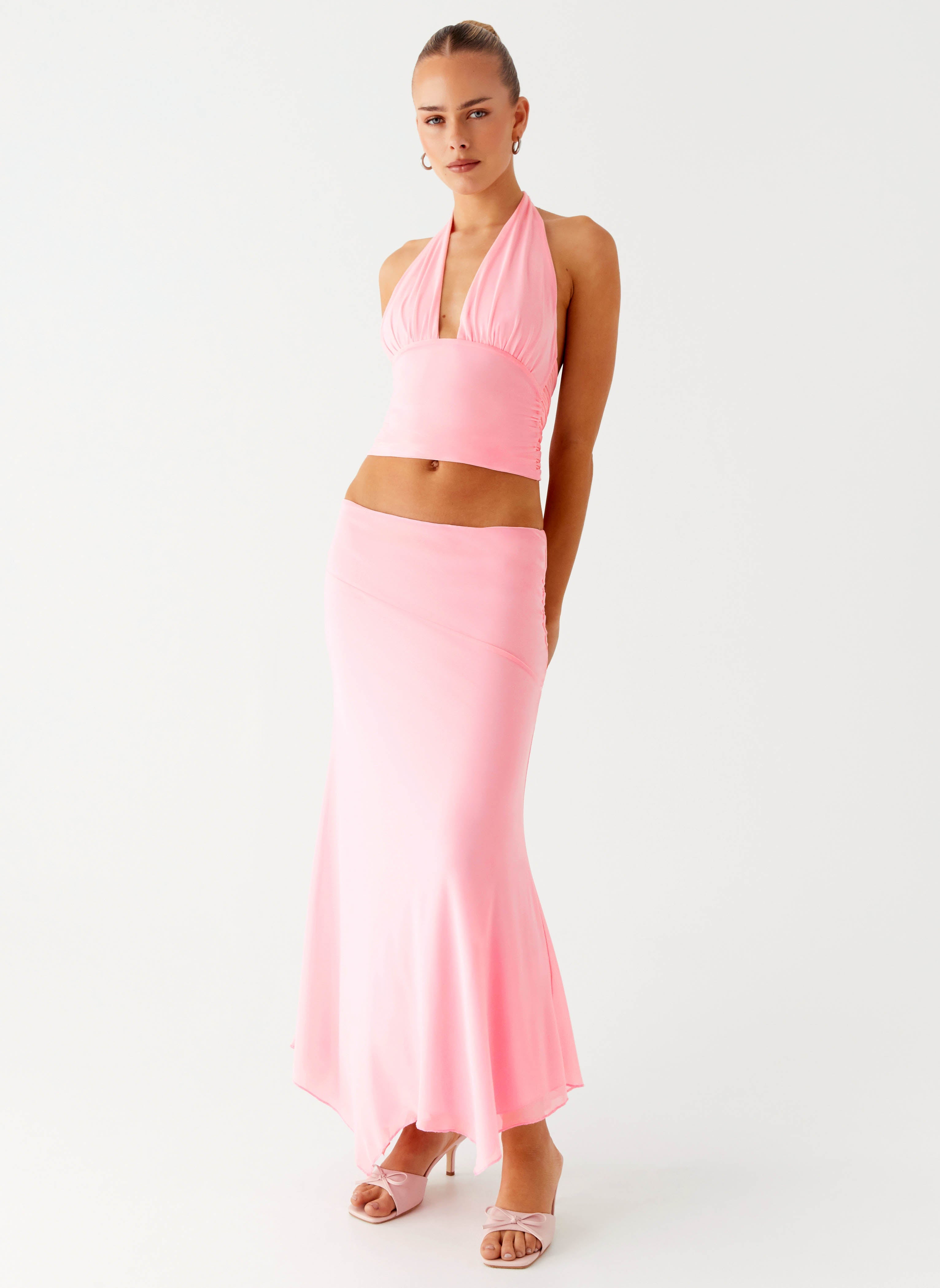 Kerrie Hanky Midi Skirt - Baby Pink