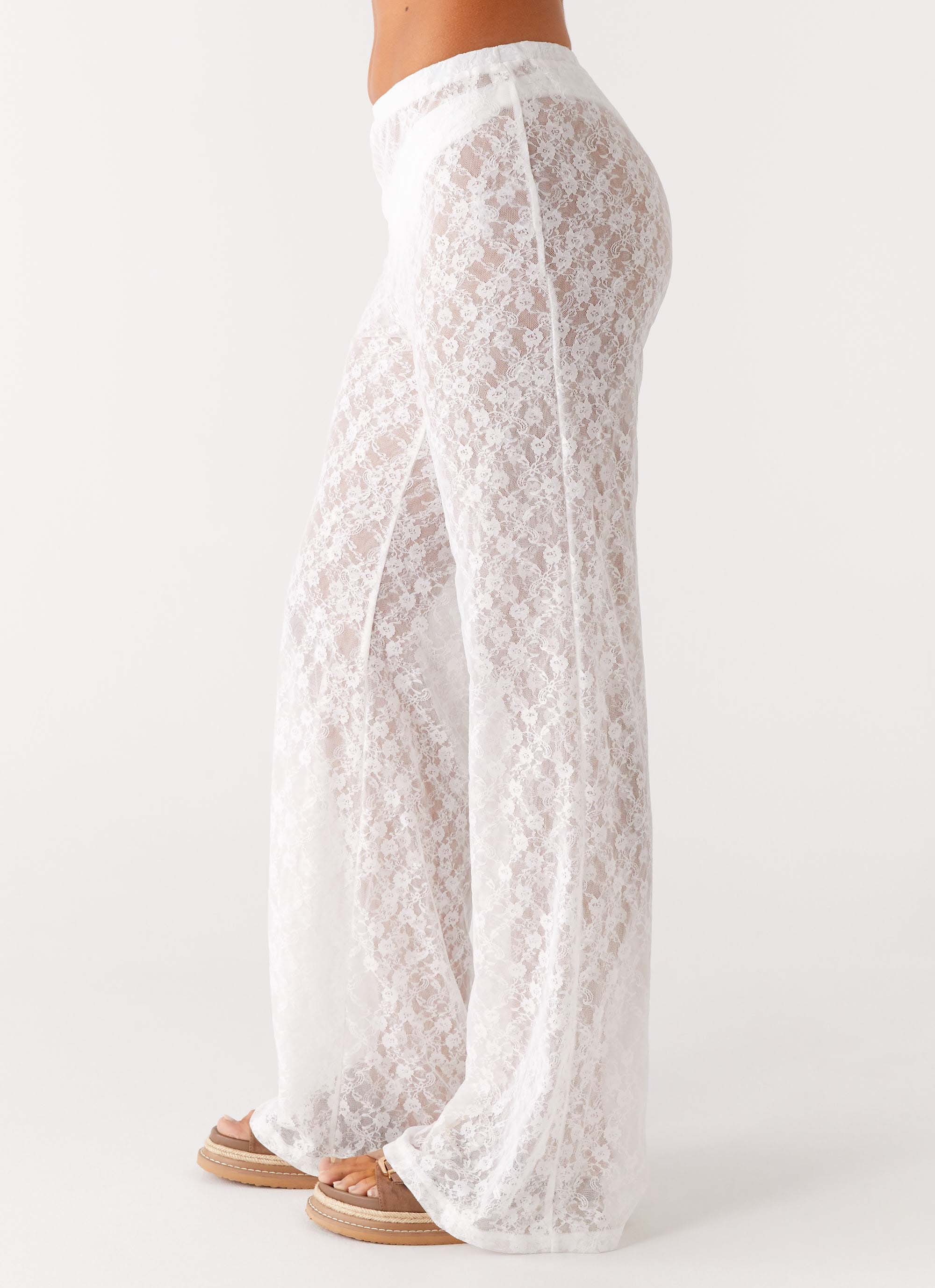 Matcha Lace Pants - White