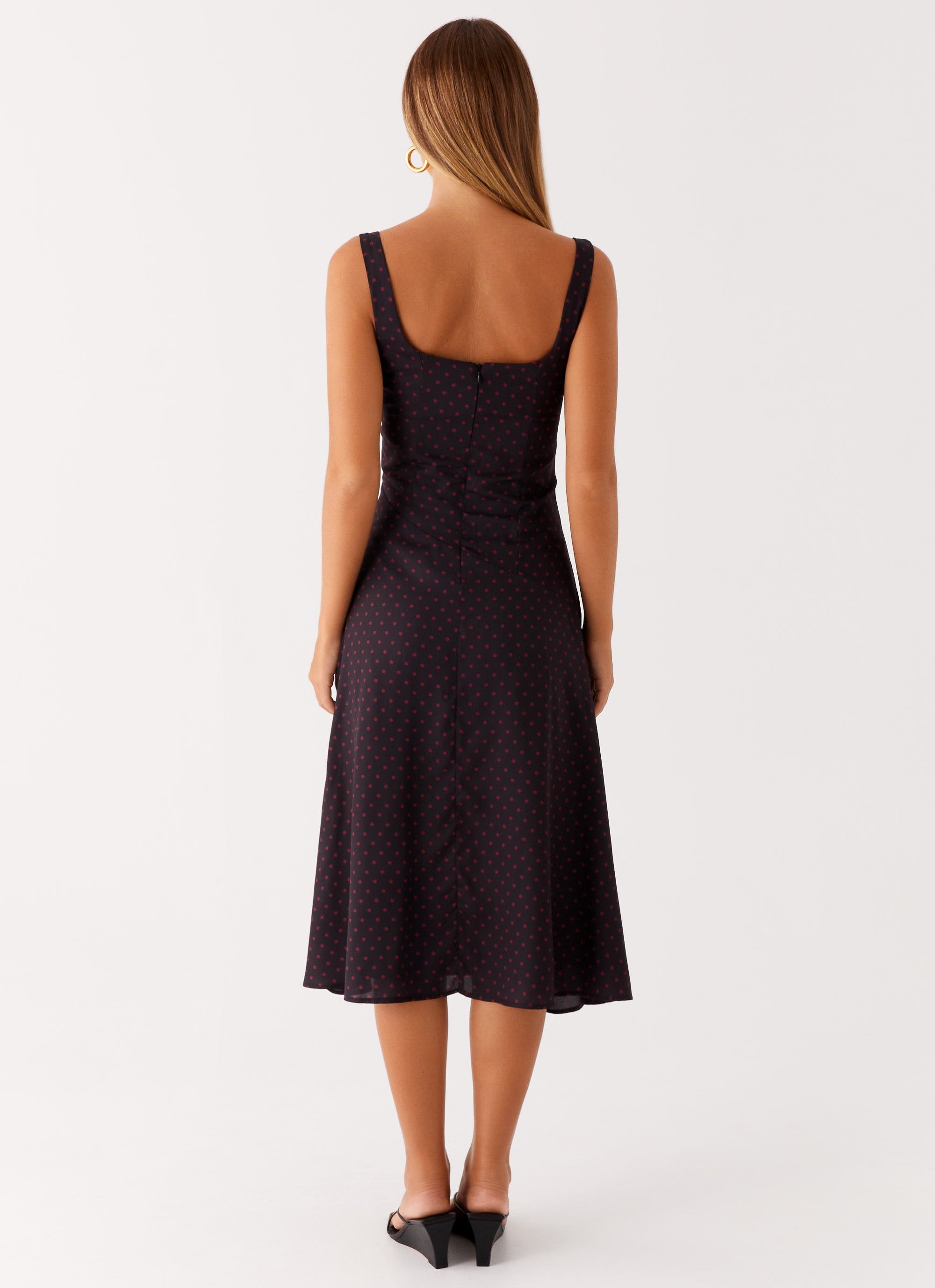 Rowyn Midi Dress - Black Polka Dot