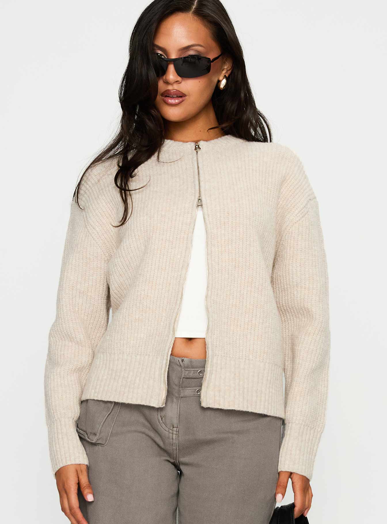 Lexene Zip Through Jumper Oat
