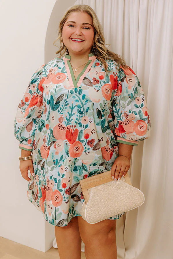 Life In Full Bloom Mini Dress in Limpet Shell Curves