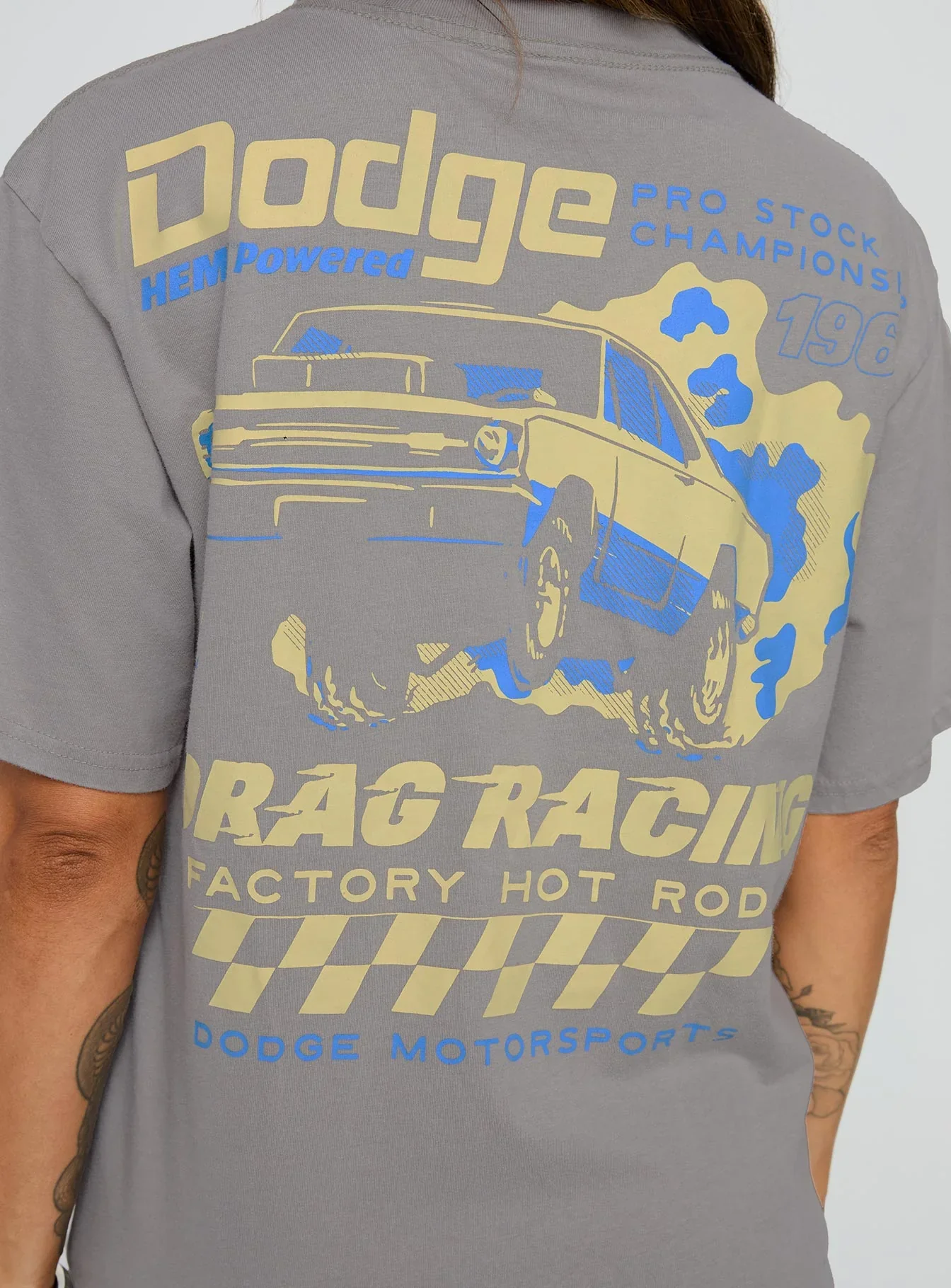 Dodge Racer Oversized Graphic Tee Grey