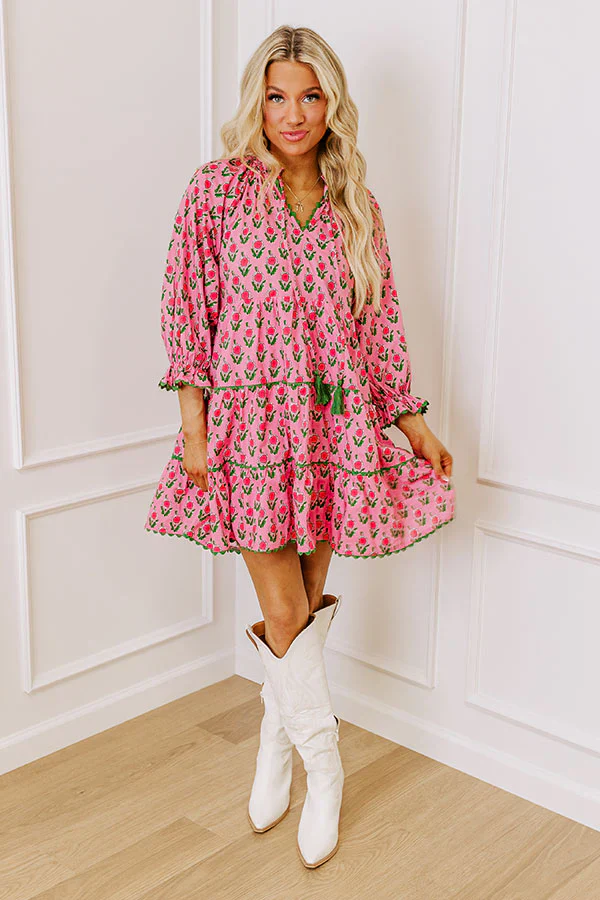 Playful Pursuits Floral Mini Dress in Pink