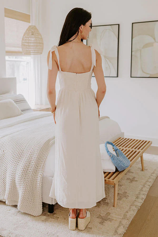 Antigua Afternoon Floral Embroidered Midi Dress