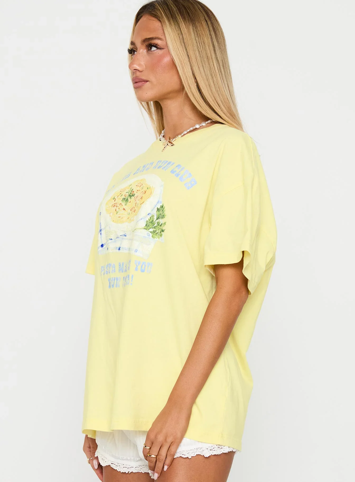 Pasta Makes You Fasta Oversized Tee Yellow