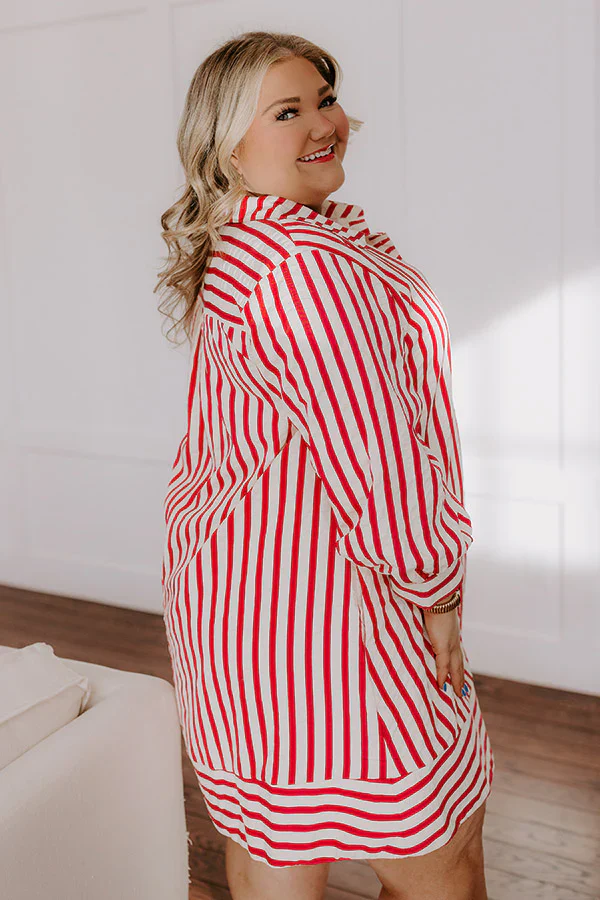 Charleston Charm Stripe Mini Dress in Rose Curves