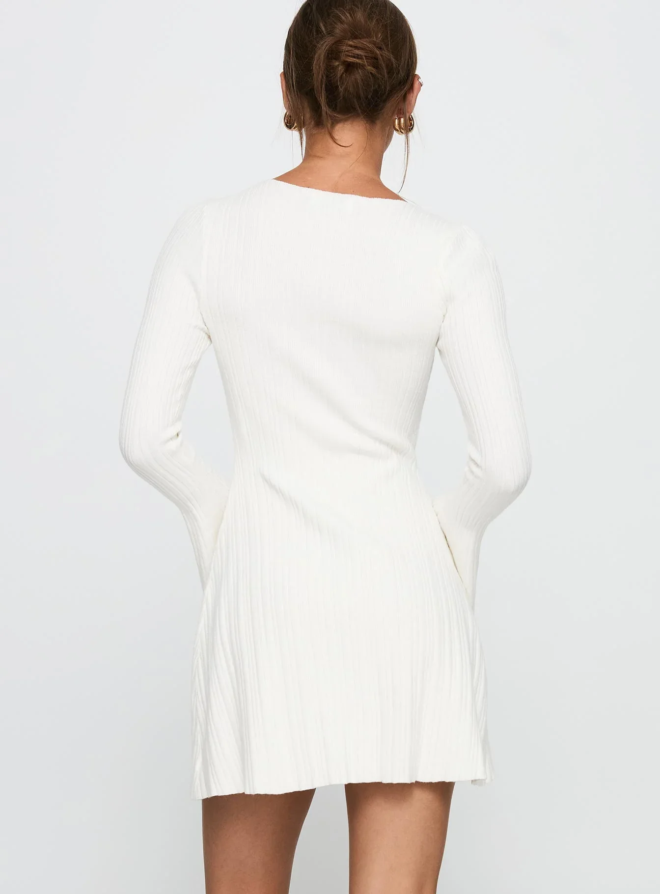 Terraces Long Sleeve Mini Dress White