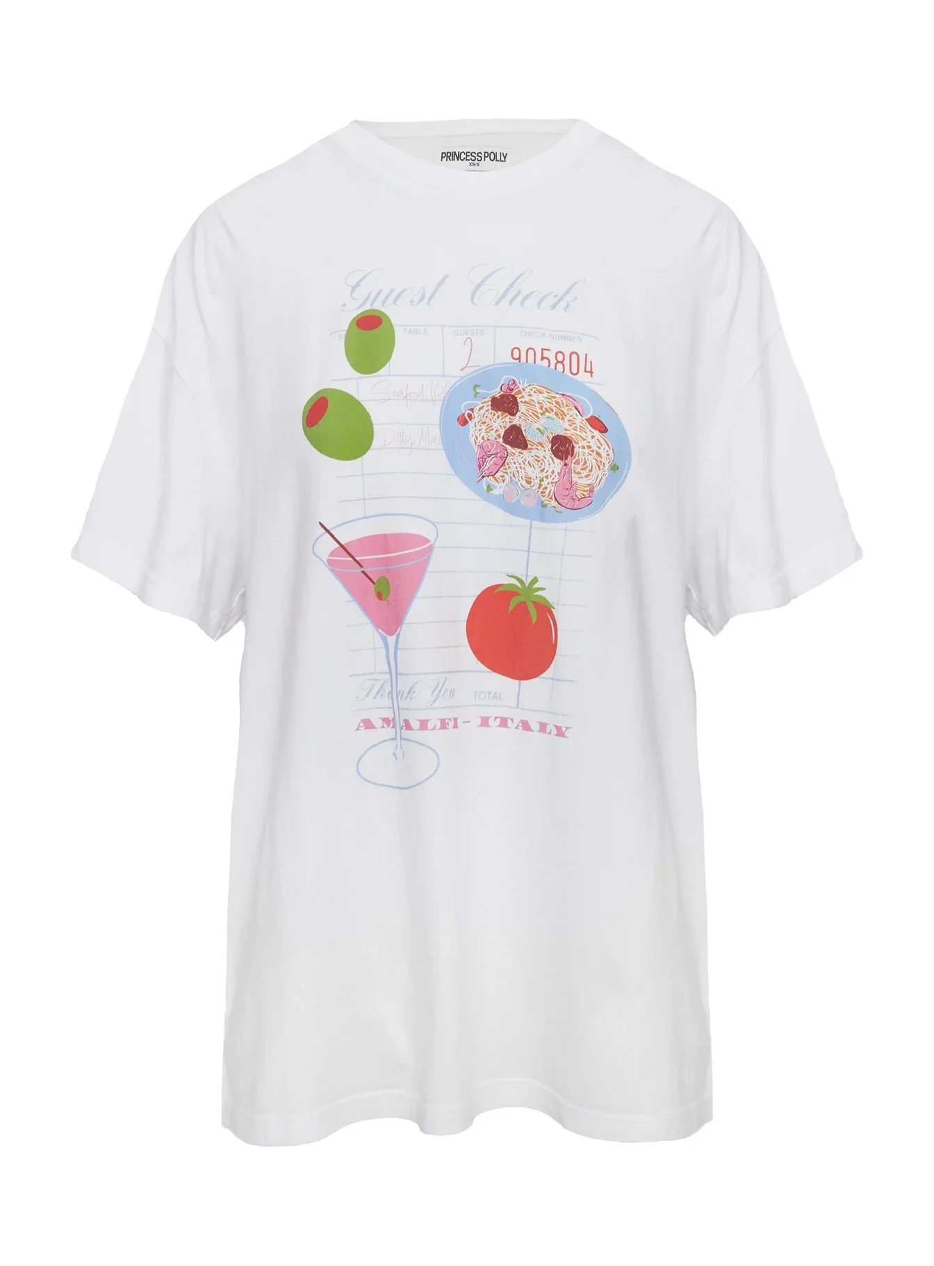 Dine With Me Graphic Top White