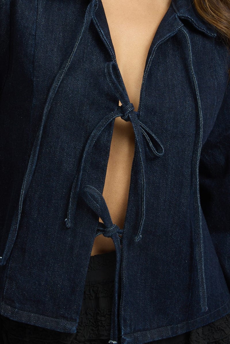 Denim Tie up Jacket Long Sleeve