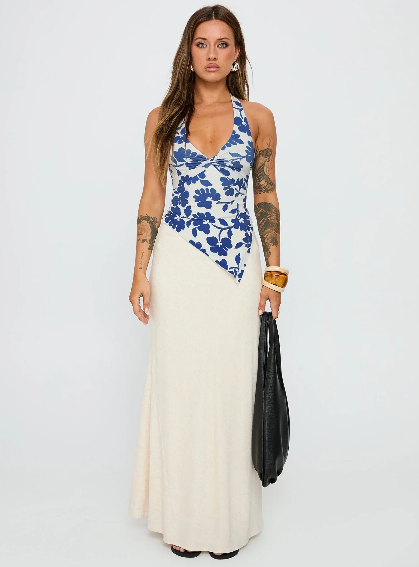 Chilli Halter Top Blue Floral