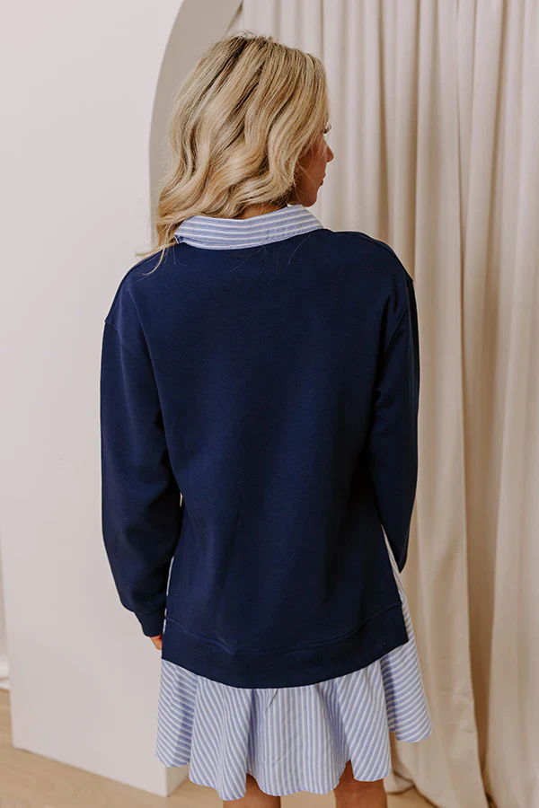 Preppy Charm Stripe Mini Dress in Navy