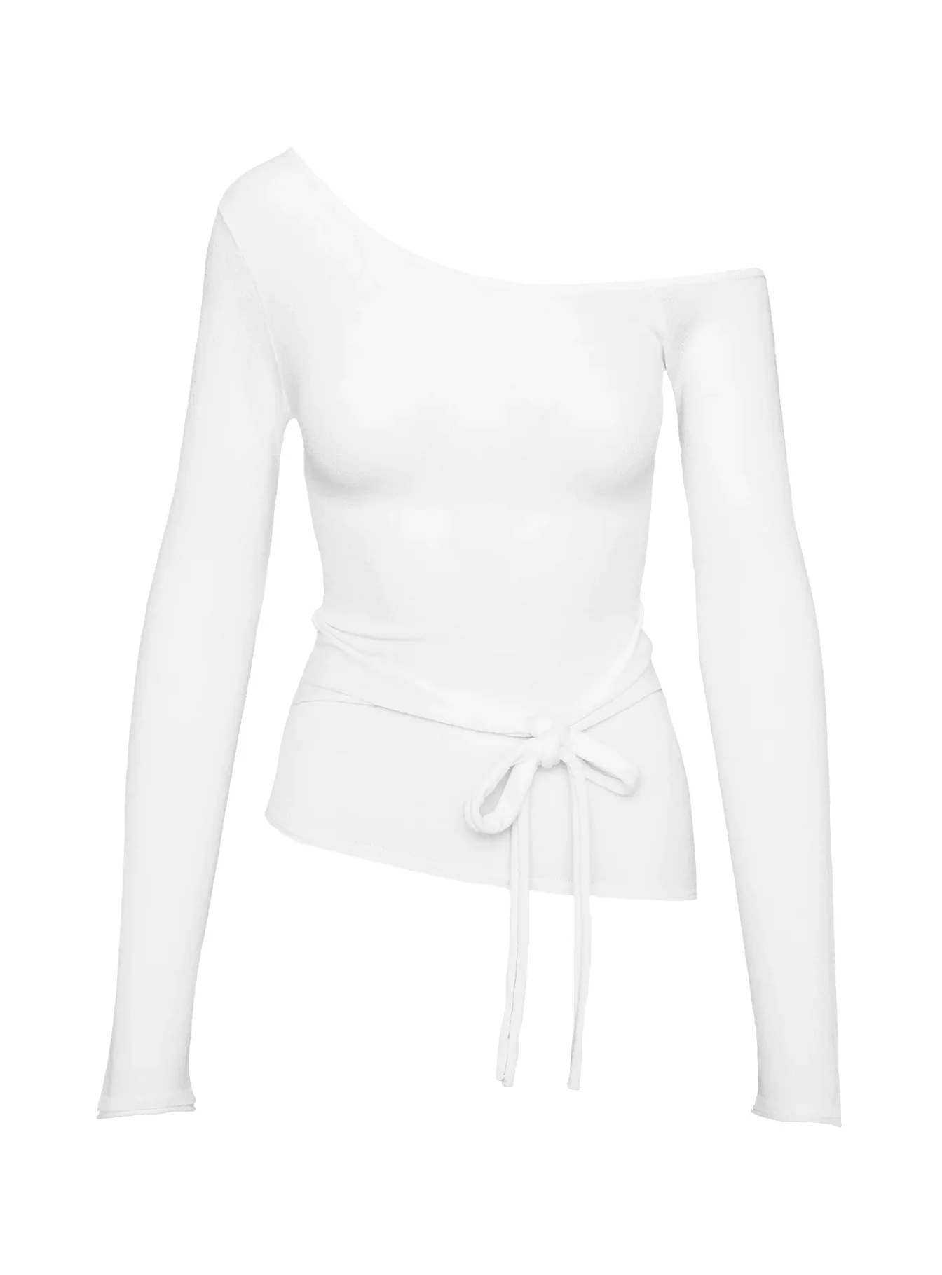 Kastor One Shoulder Long Sleeve Top White