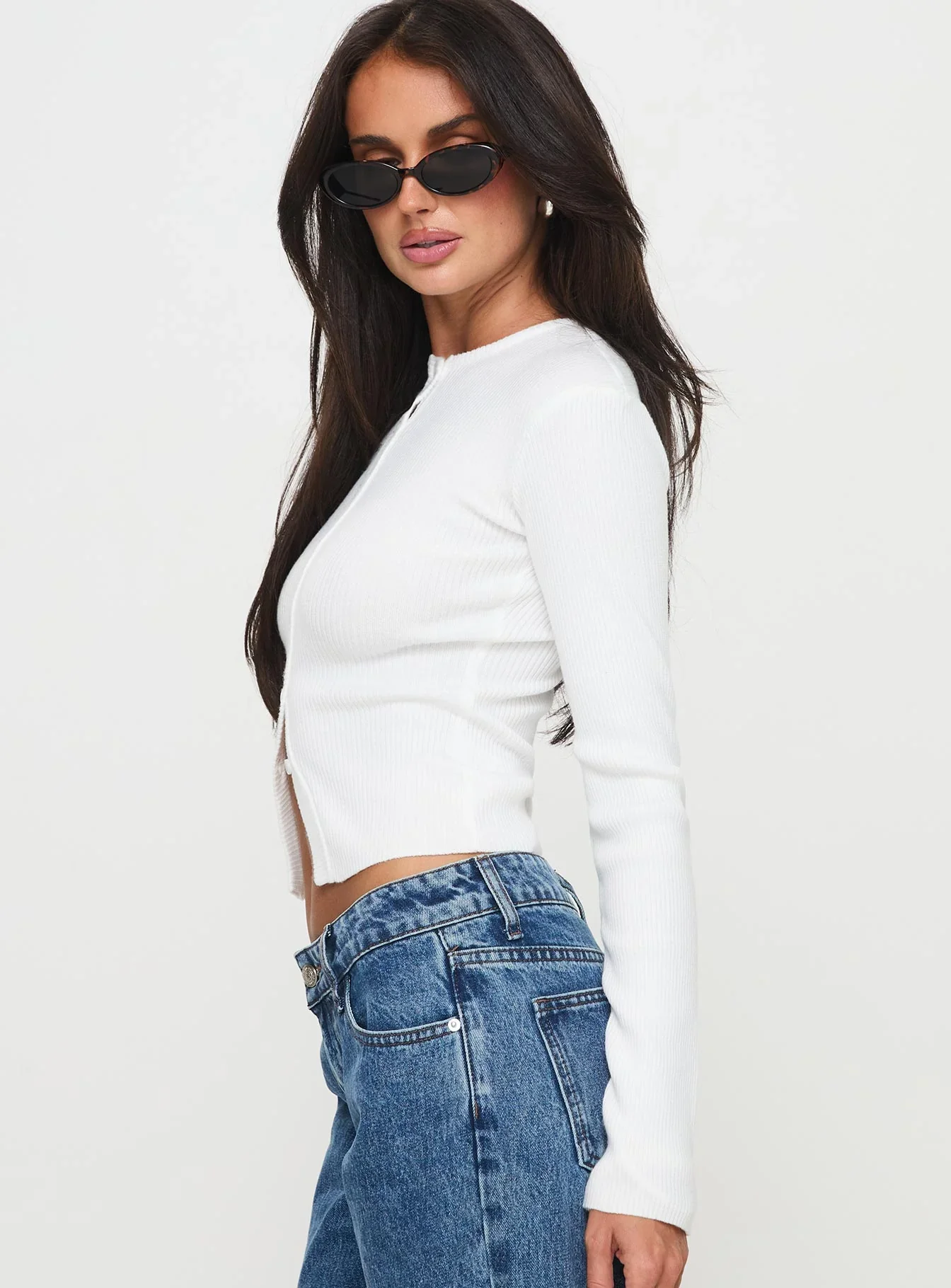 Suzu Long Sleeve Knit Top White