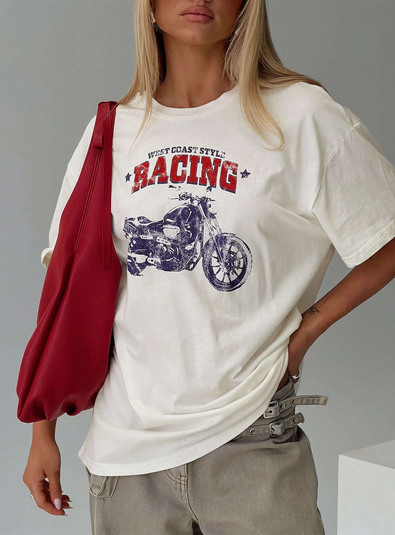 West Coast Style Oversized Top White