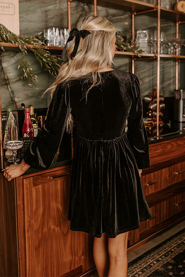 Flirty Allure Velvet Mini Dress in Black