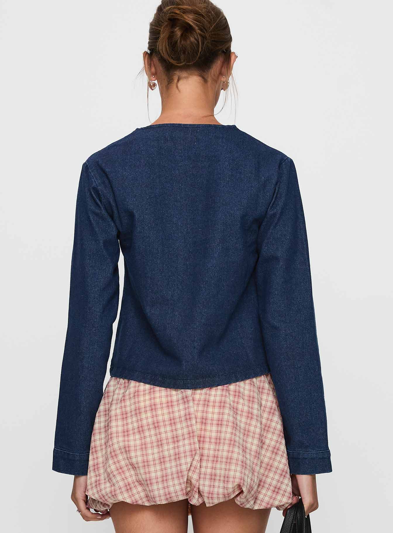 Never Alone Tie Detail Jacket Denim