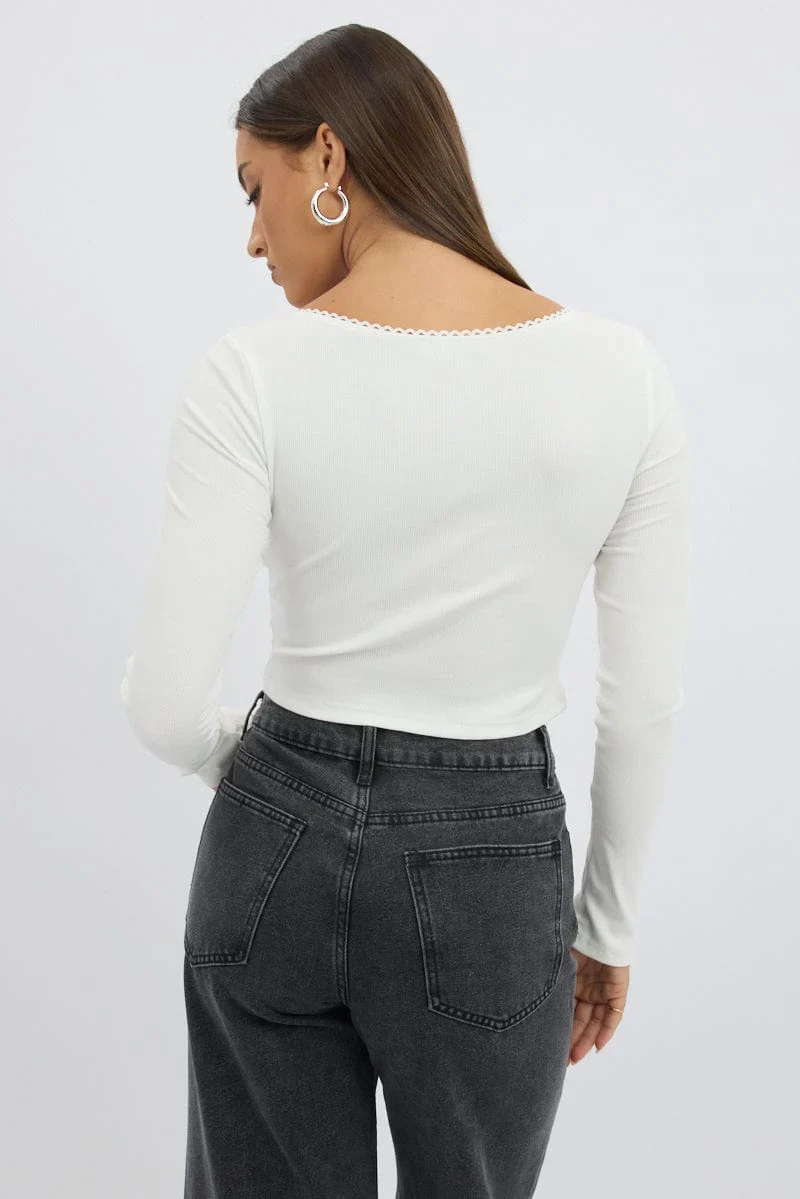 White Top Short Sleeve Scoop Neck Long Sleeve