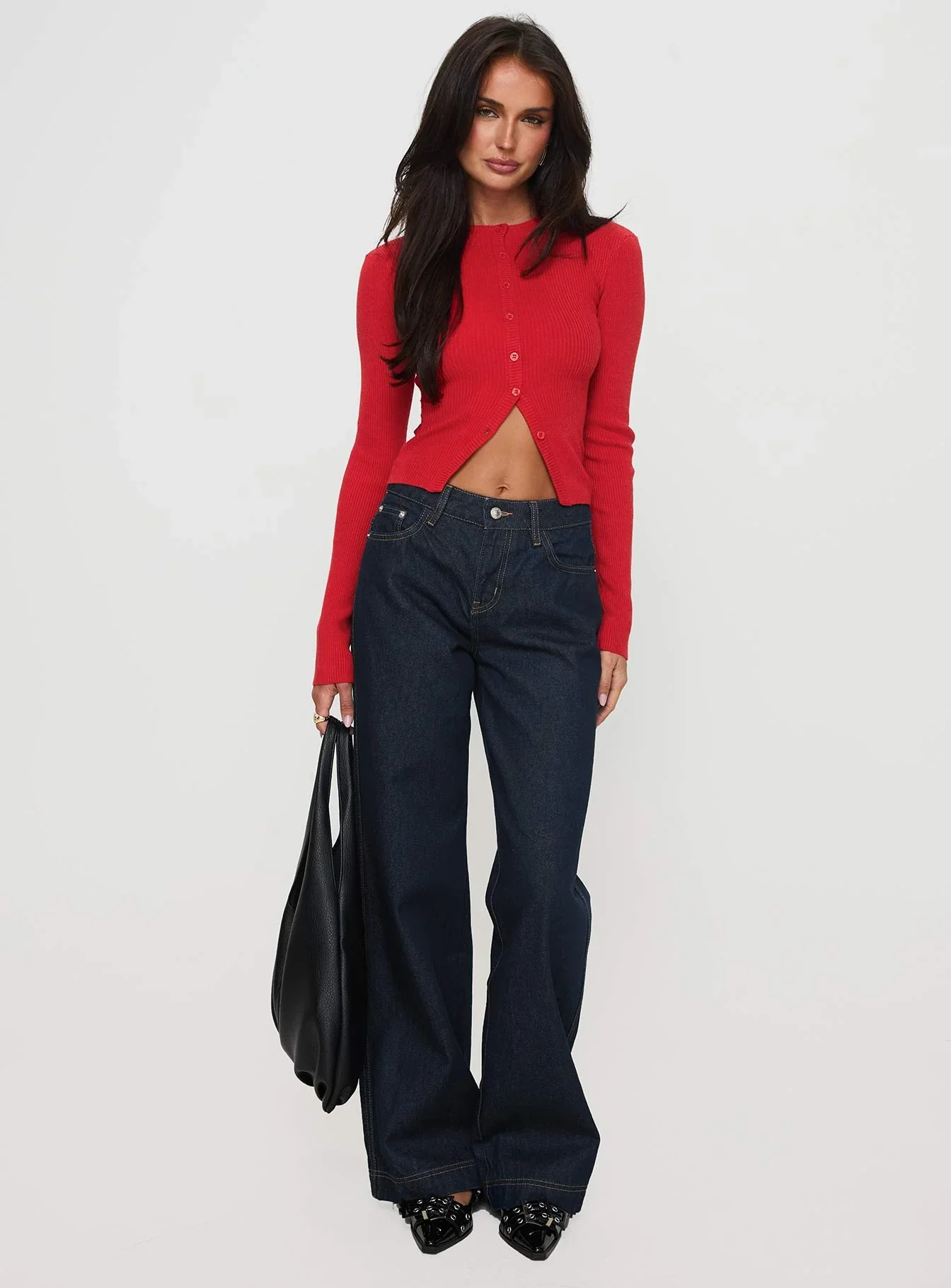 Suzu Long Sleeve Knit Top Red