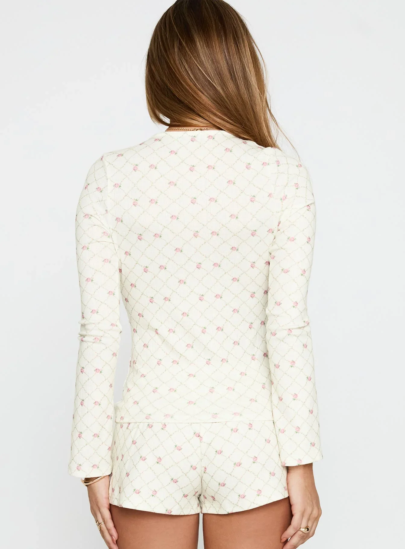 Captivation Tie Up Sleep Cardigan Pink Floral