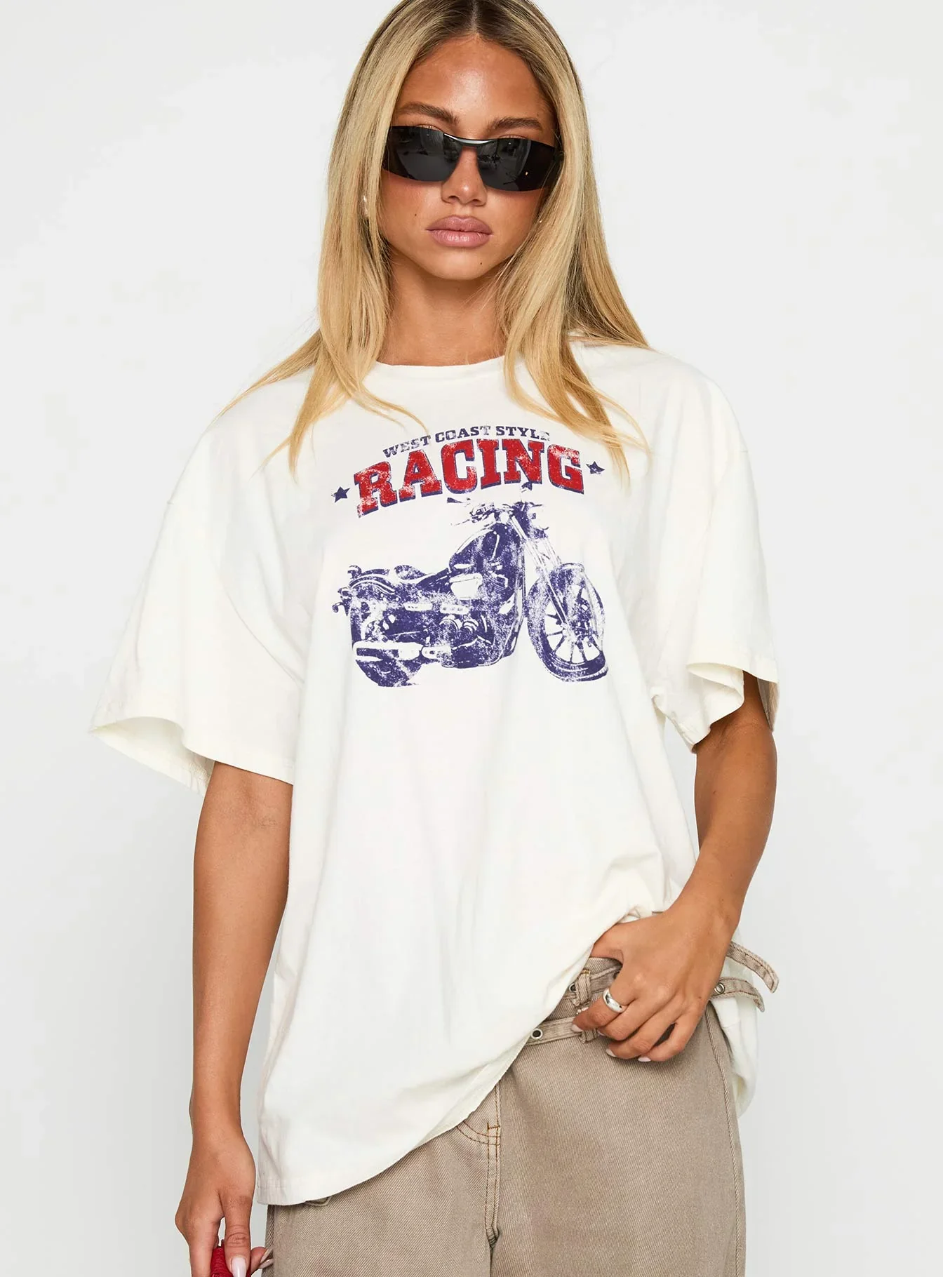 West Coast Style Oversized Top White