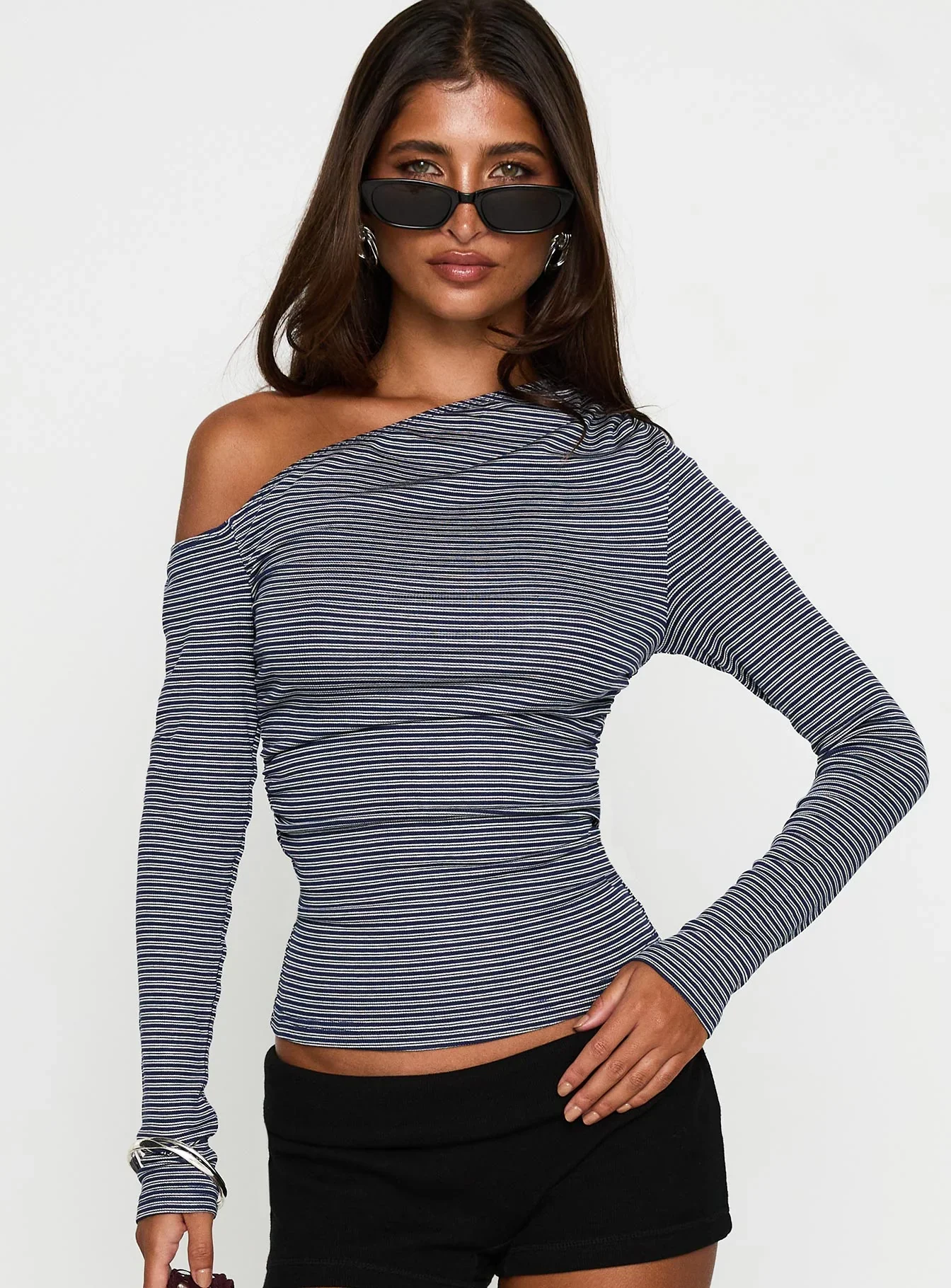 Beller Long Sleeve Top Navy Stripe