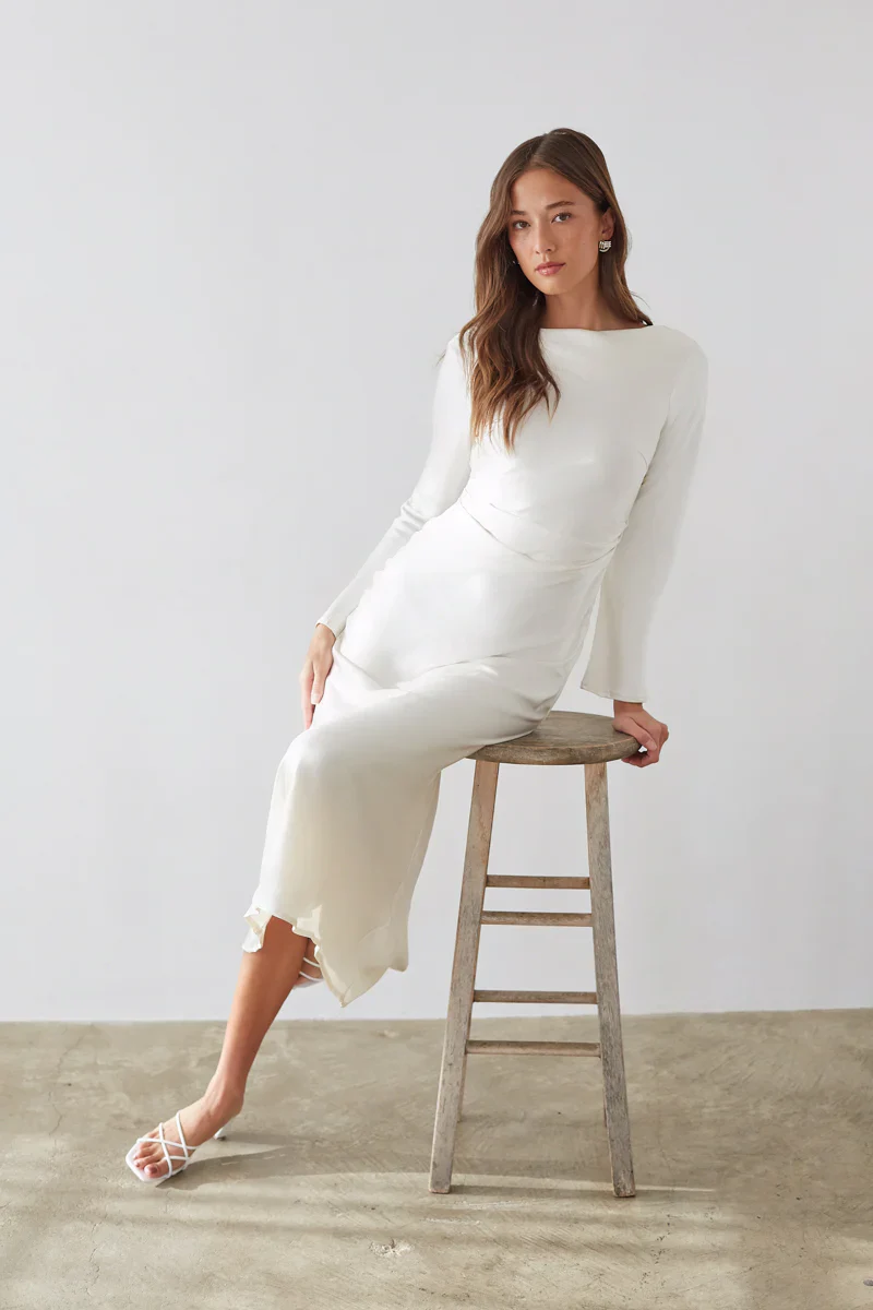 Sofia Open Back Satin Maxi Dress