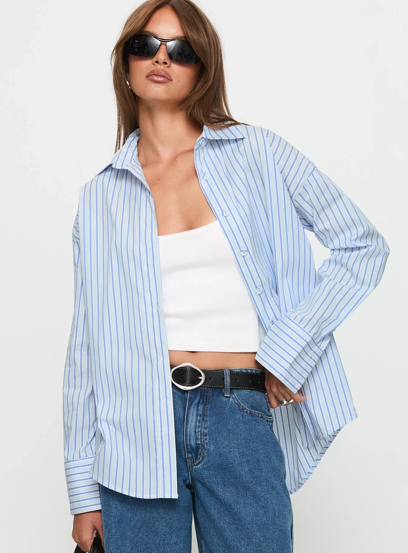 Mallin Shirt Blue / White Stripe