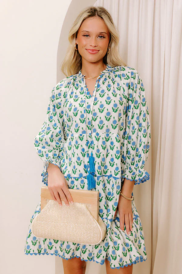 Playful Pursuits Floral Mini Dress in Sky Blue