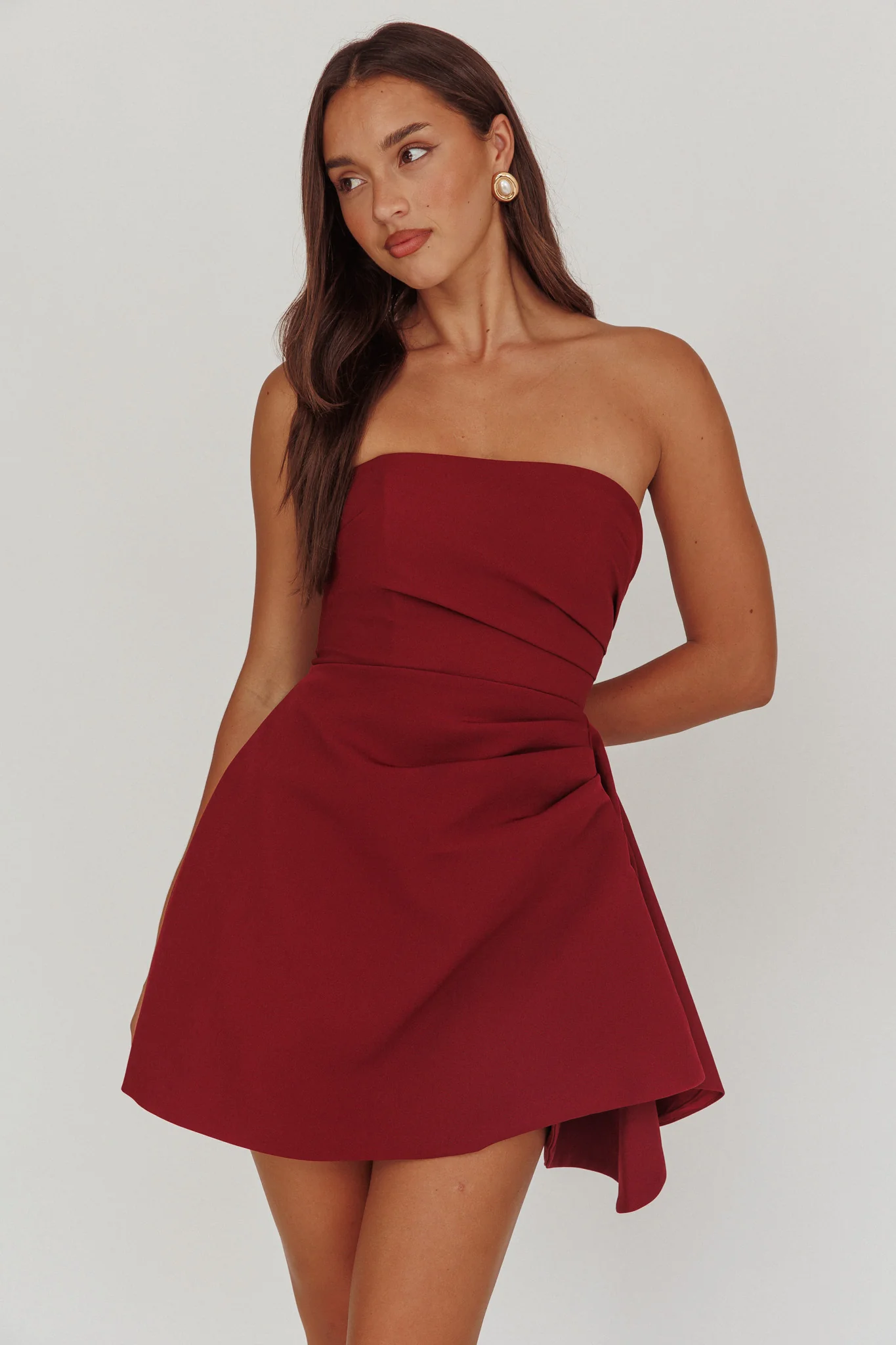 Minnesota Strapless Mini Dress Wine