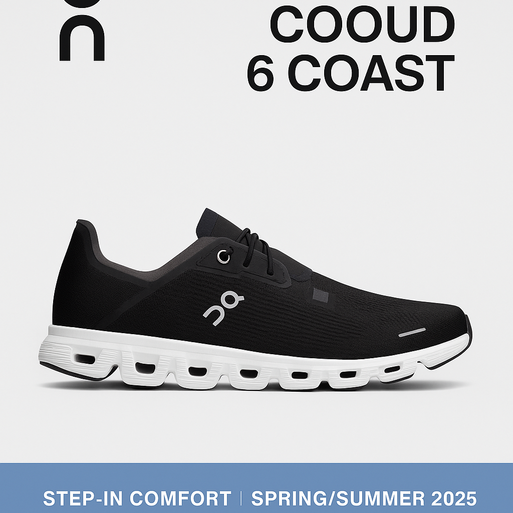 On Cloud 6 Coast Men’s Sneakers – 2025 Spring/Summer Collection, Step-In Comfort, Casual Sport Style