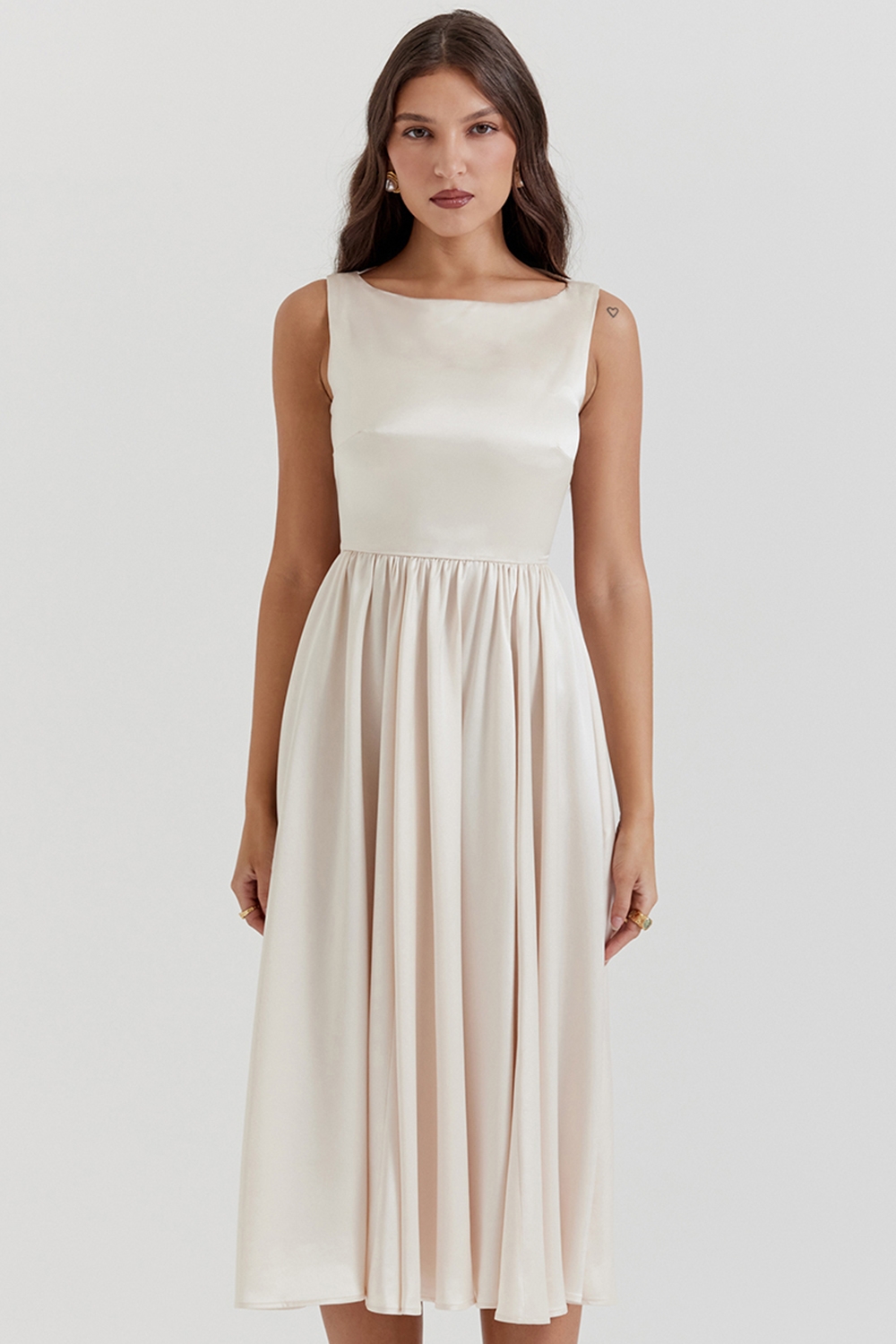 Shayla-Vintage Cream Midi Dress