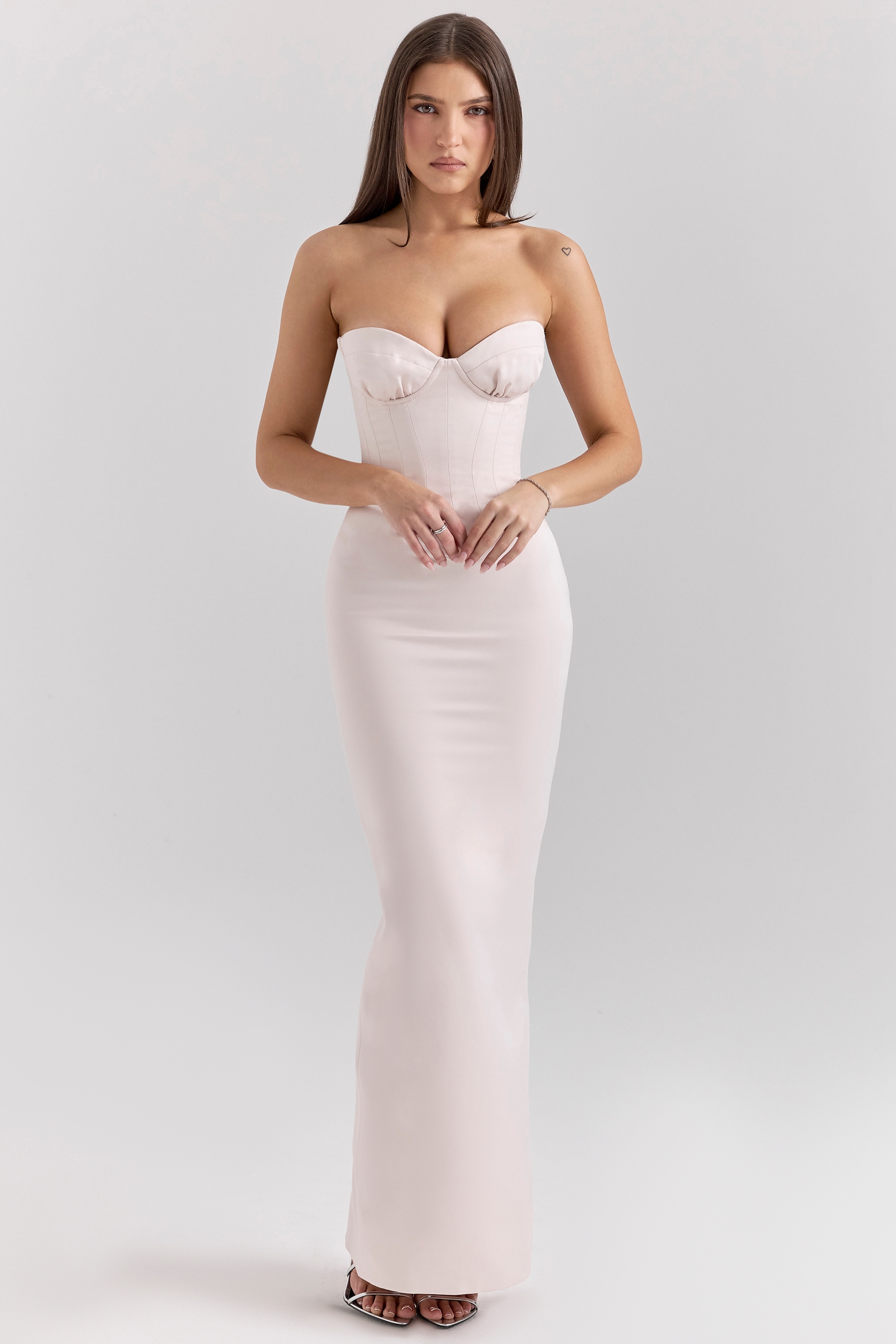 Valeria-Blush Satin Midi Dress