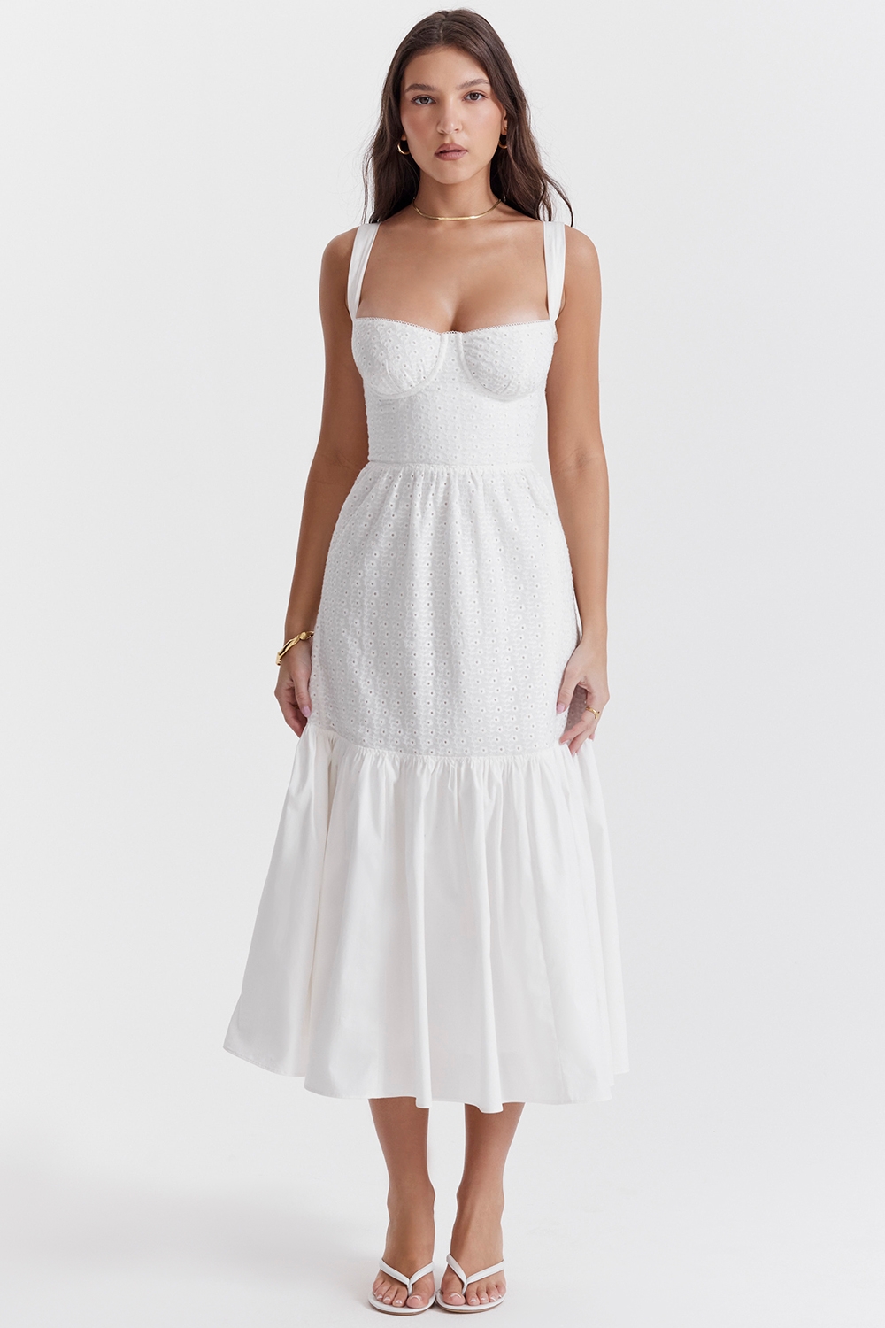 Elia-White Broderie Anglaise Midi Sundress