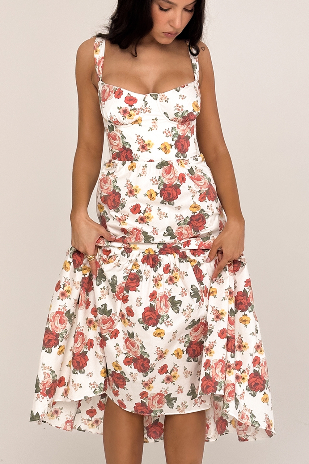 Elia-Italian Rose Print Cotton Midi Sundress