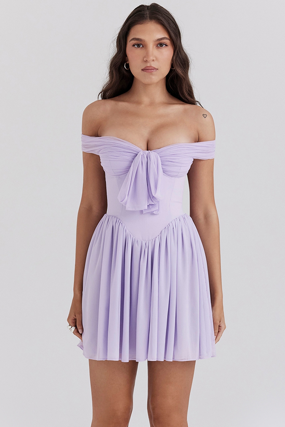 Soleil-Orchid Off Shoulder Mini Dress