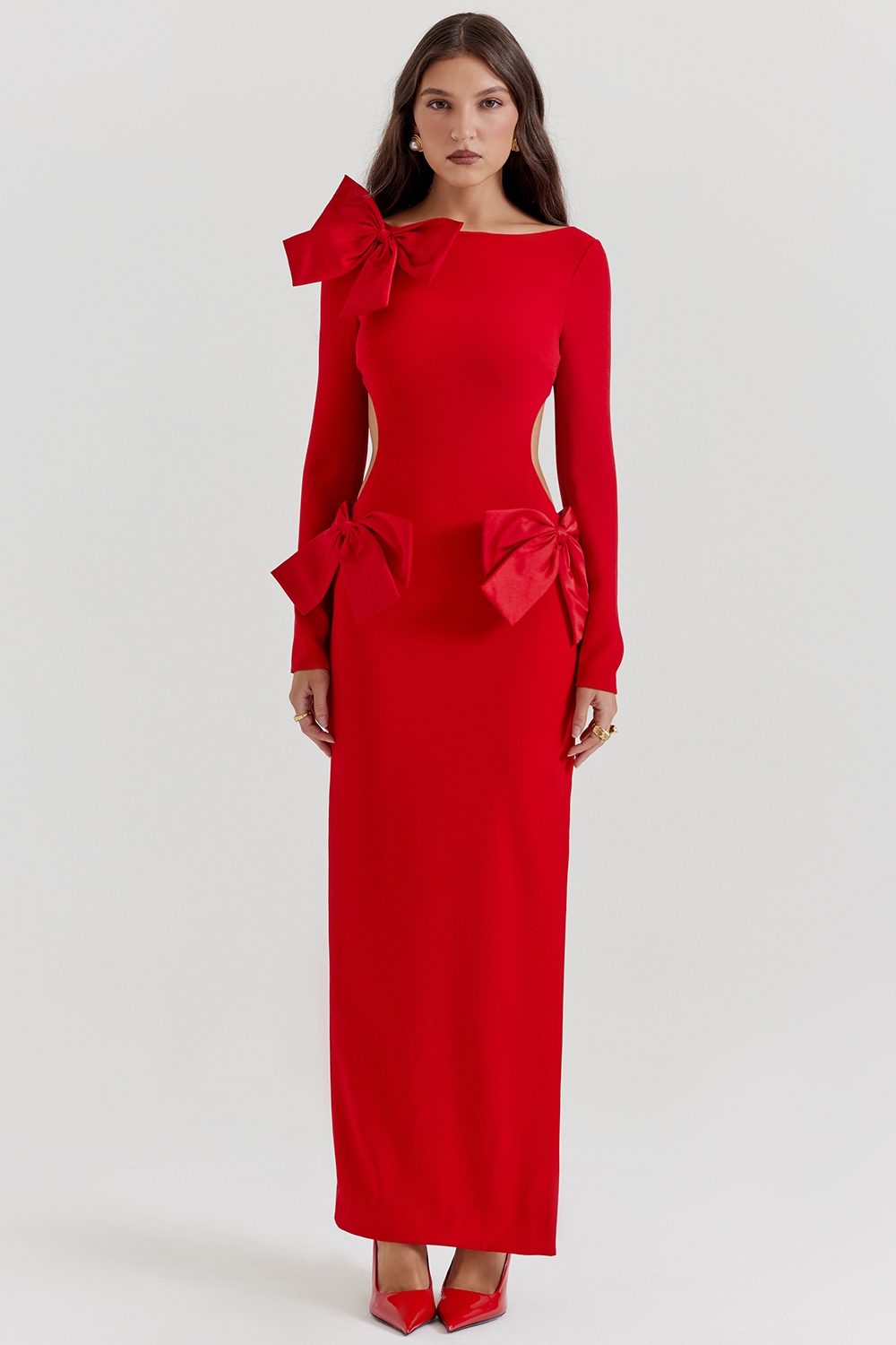 Lavele-Red Bow Maxi Dress