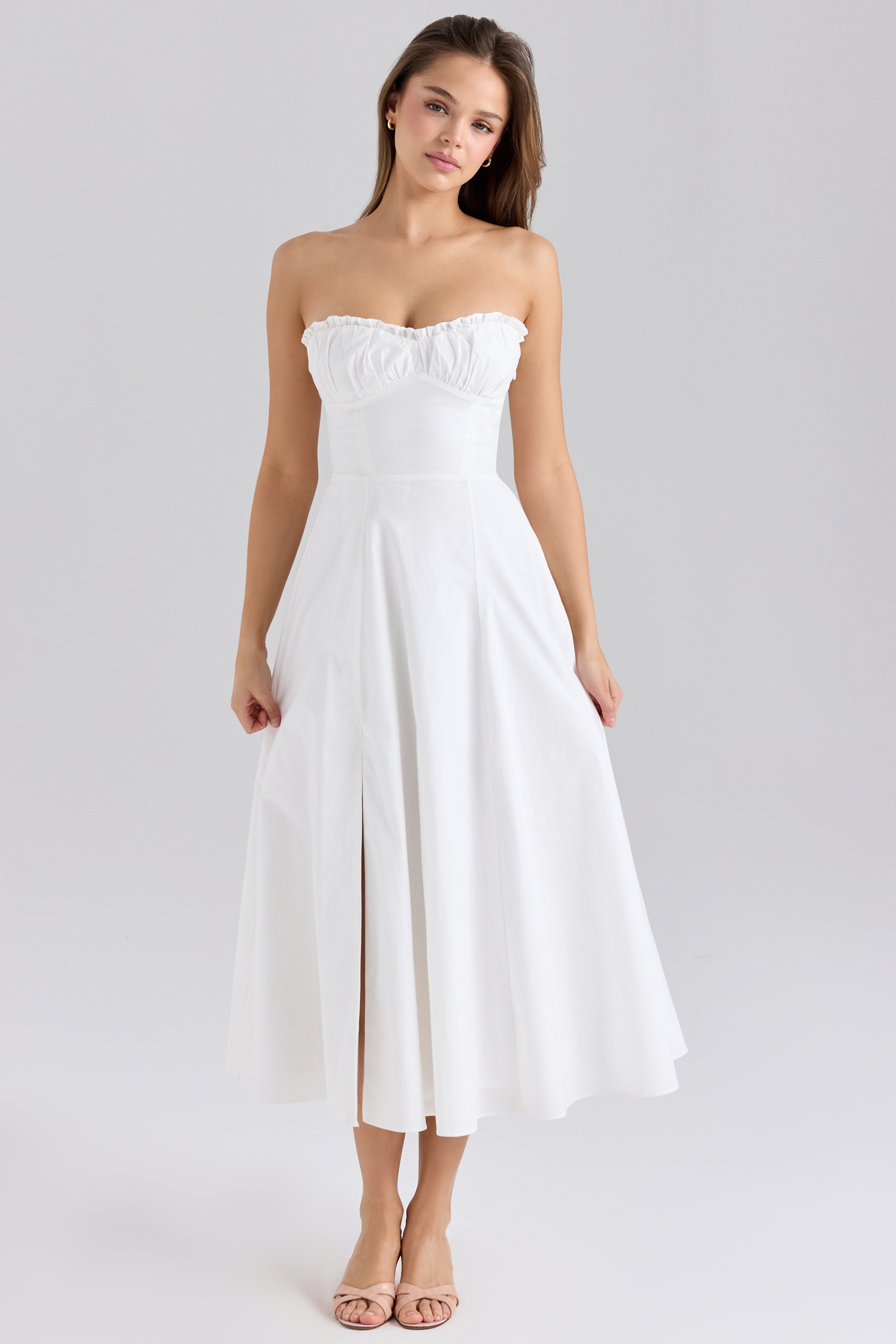 Clarabelle-Rose Print Cotton Detachable Corset Midi Sundress