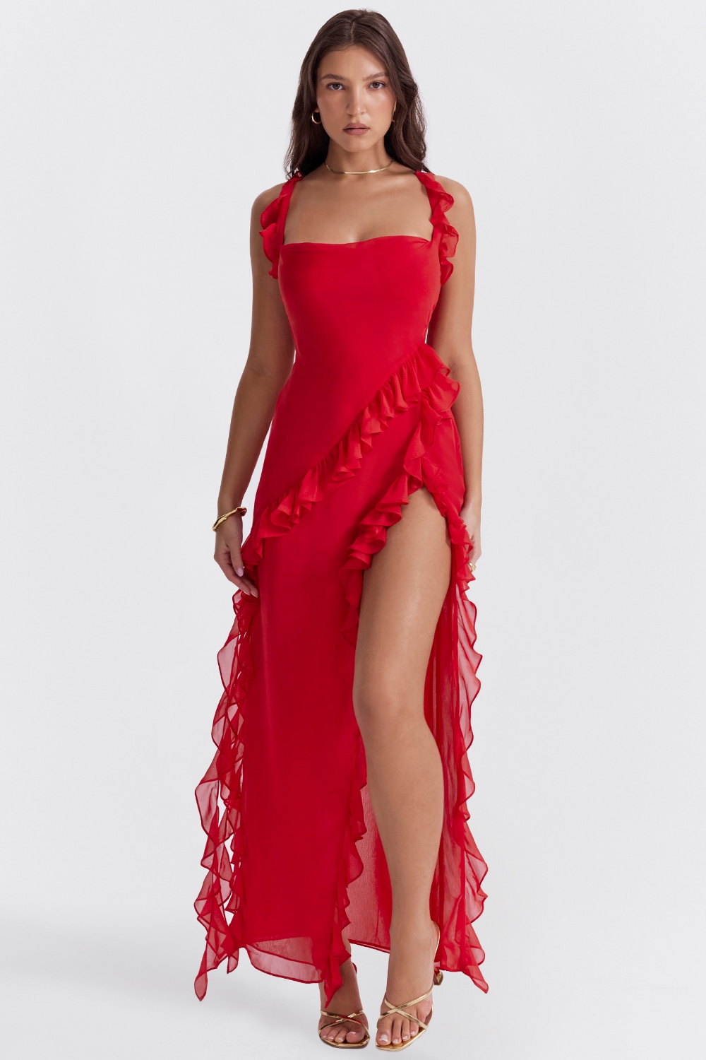 Ariela-Cherry Ruffle Maxi Dress