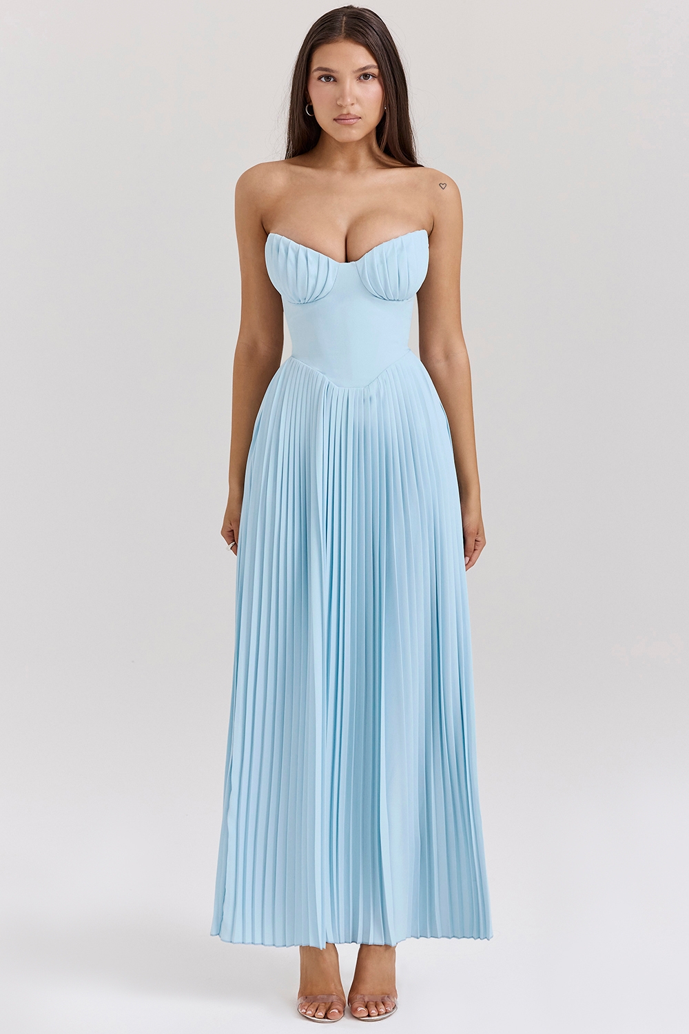 Marcella-Ocean Blue Pleated Maxi Dress