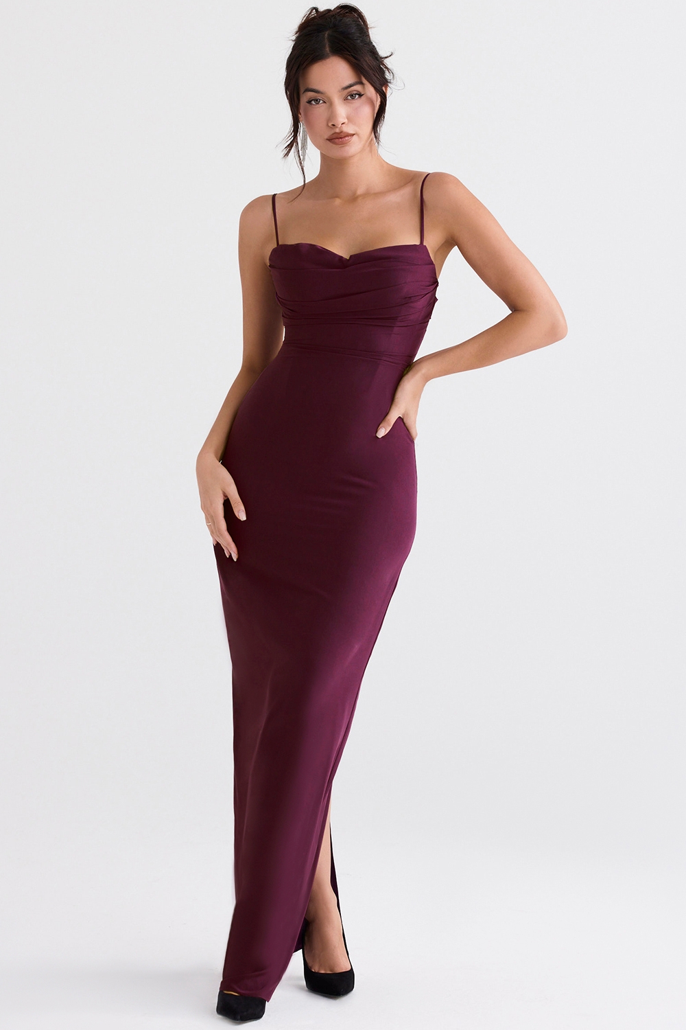 Lani-Merlot Corset Maxi Dress
