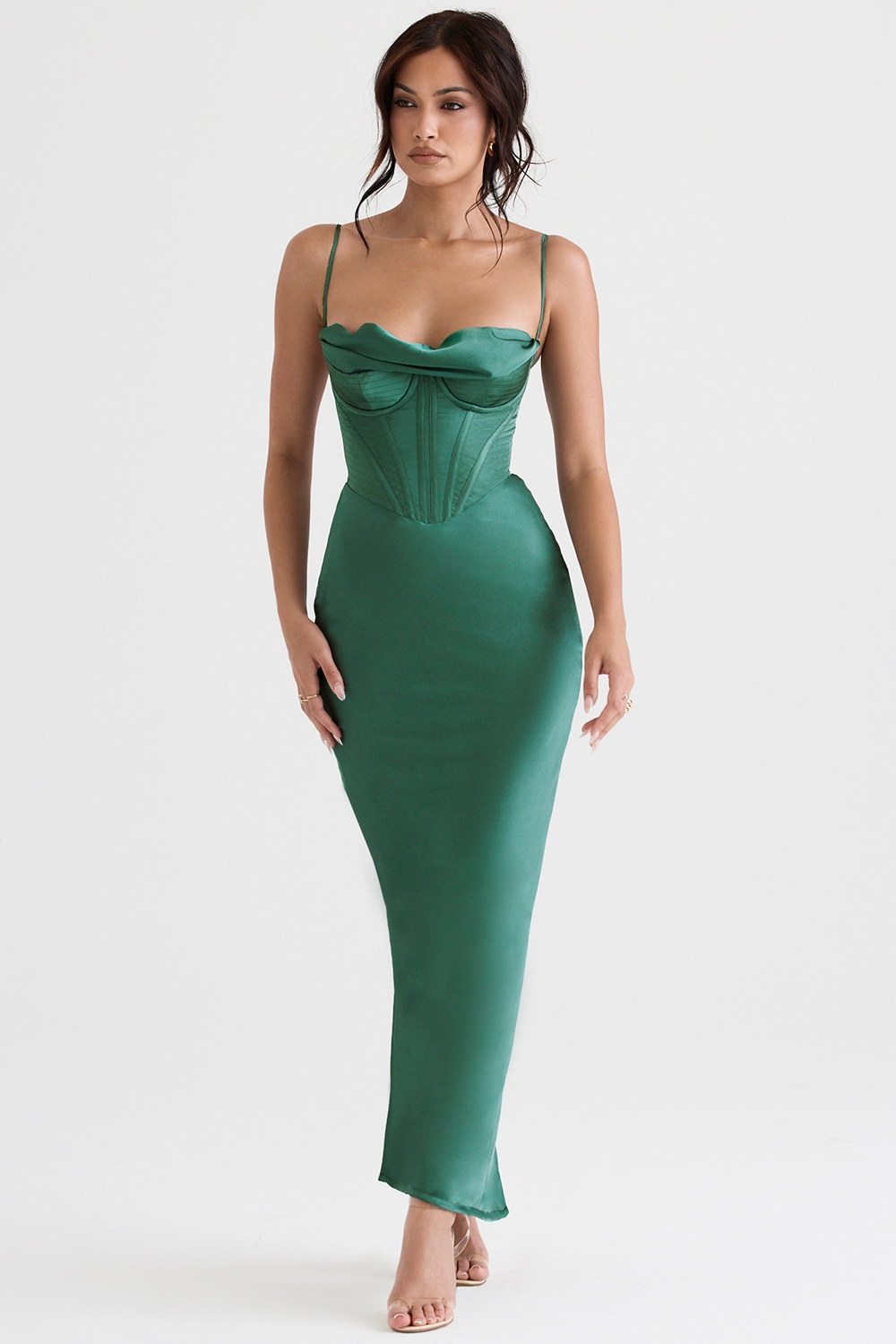 Charmaine-Forest Corset Maxi Dress